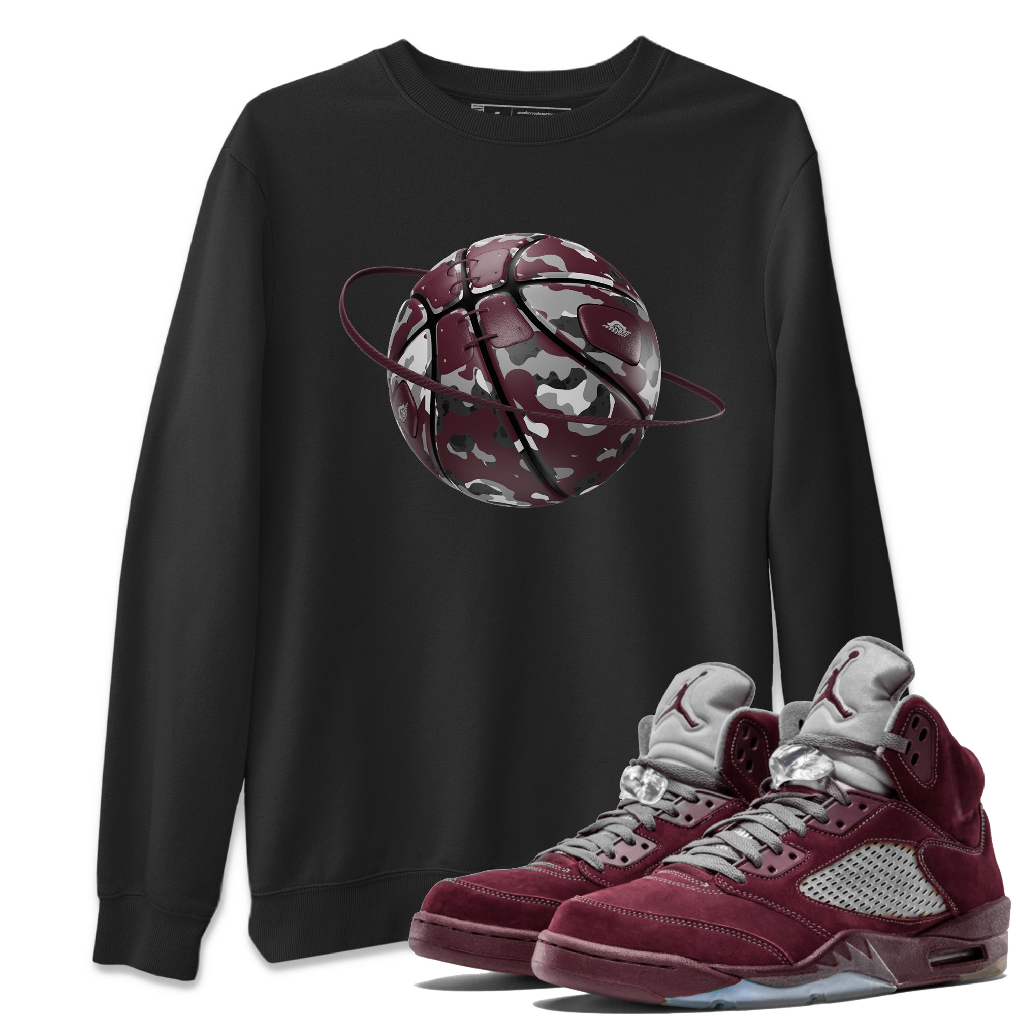 Camo Basketball Planet snkmatch Tee - Air Jordan 5 Burgundy
