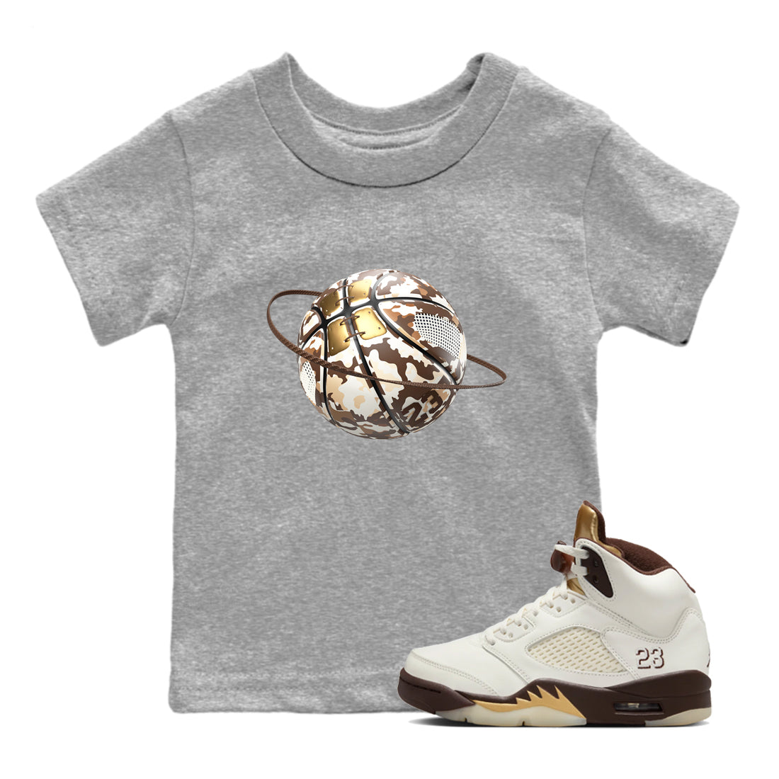 Camo Basketball Planet snkmatch Tees Kids - Air Jordan 5 Golden Ticket