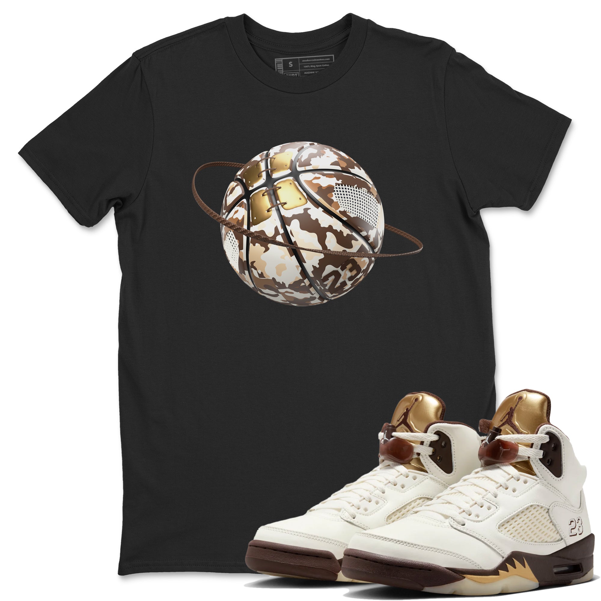 Camo Basketball Planet snkmatch Tees - Air Jordan 5 Golden Ticket