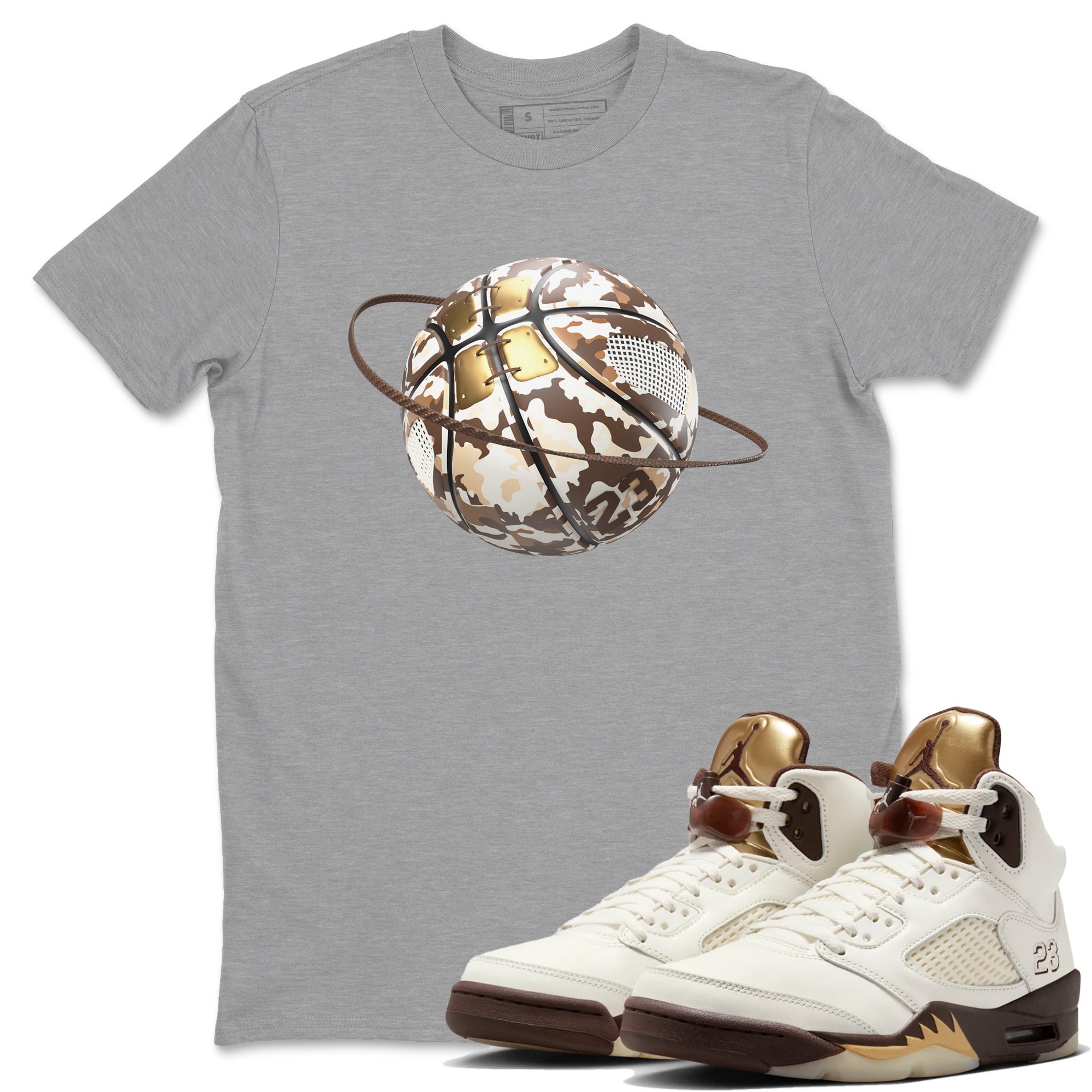 Camo Basketball Planet snkmatch Tees - Air Jordan 5 Golden Ticket