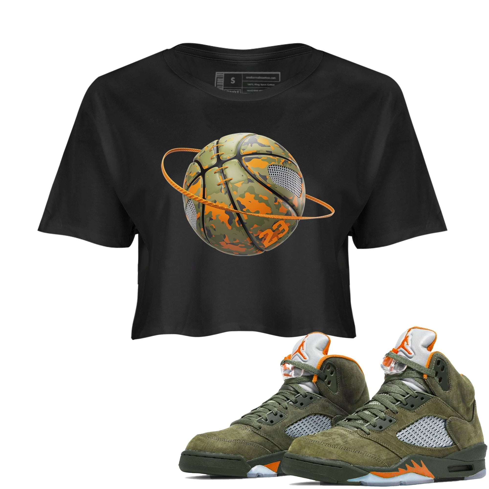 Camo Basketball Planet snkmatch Women's Top - Air Jordan 5 Olive