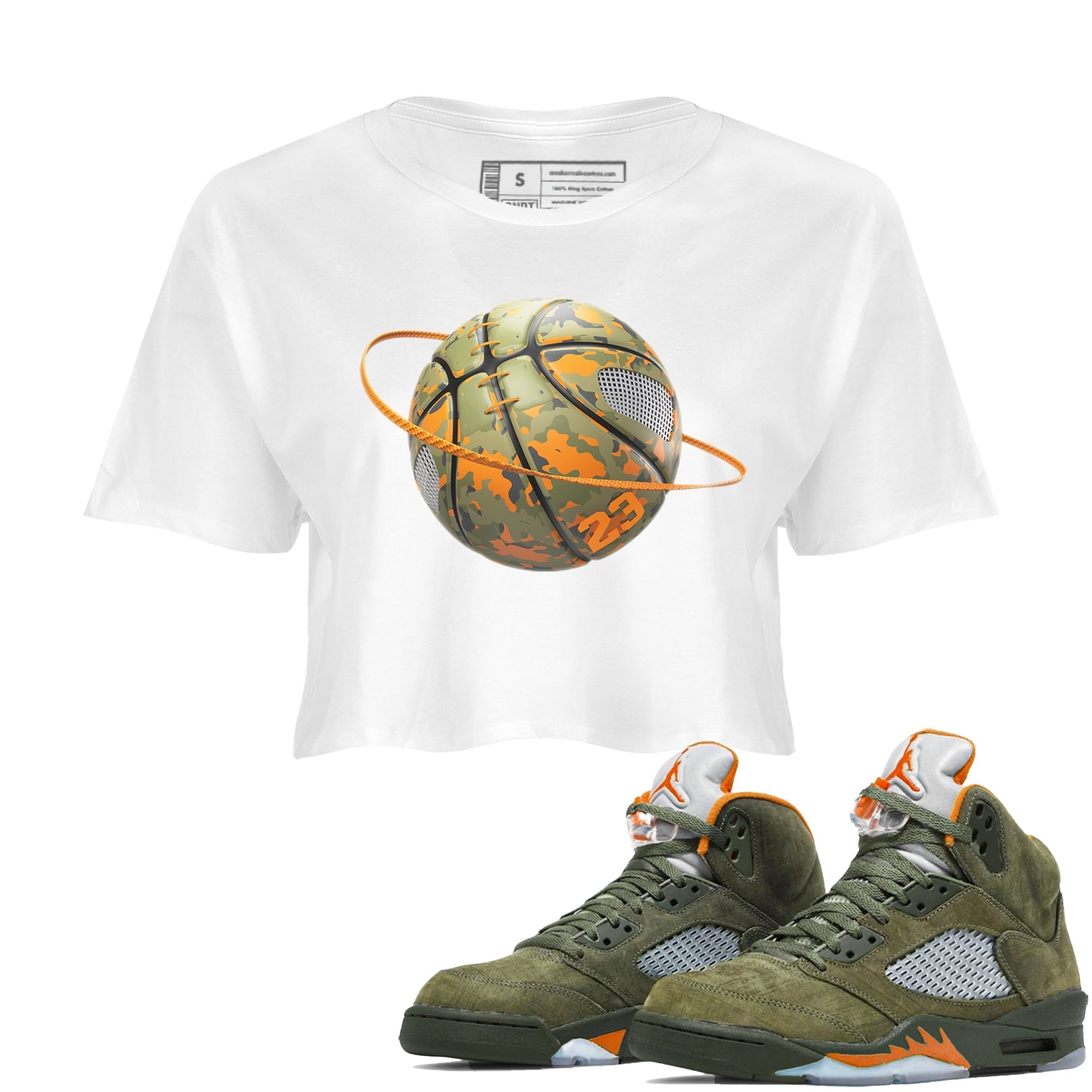 Camo Basketball Planet snkmatch Women's Top - Air Jordan 5 Olive