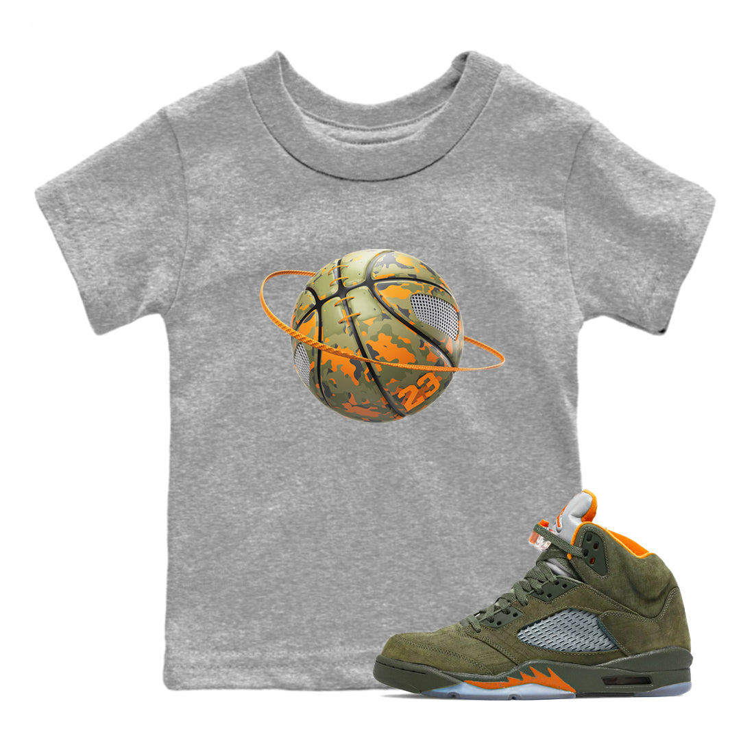 Camo Basketball Planet snkmatch Tees Kids - Air Jordan 5 Olive