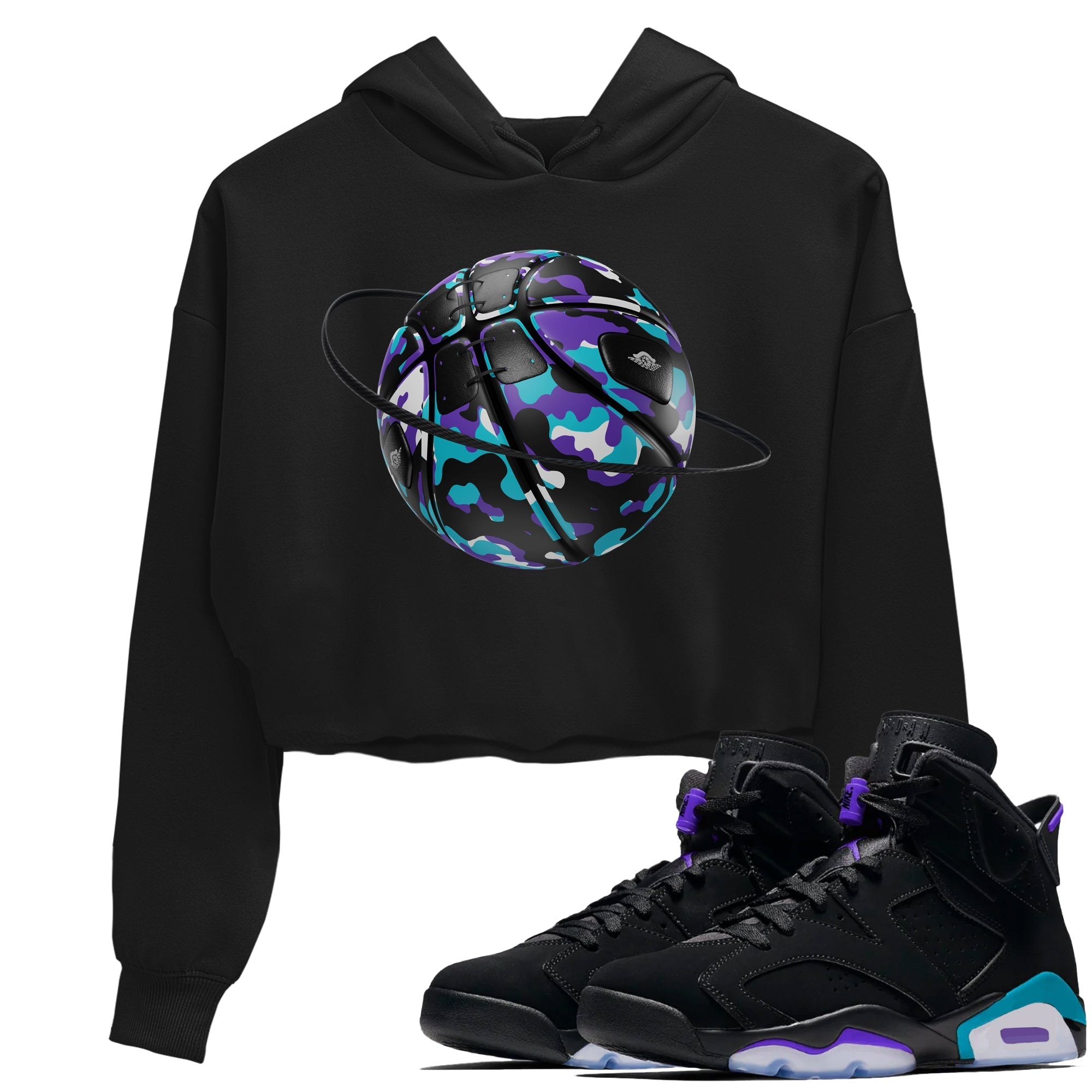 Camo Basketball Planet snkmatch Women's Top - Air Jordan 6 Aqua