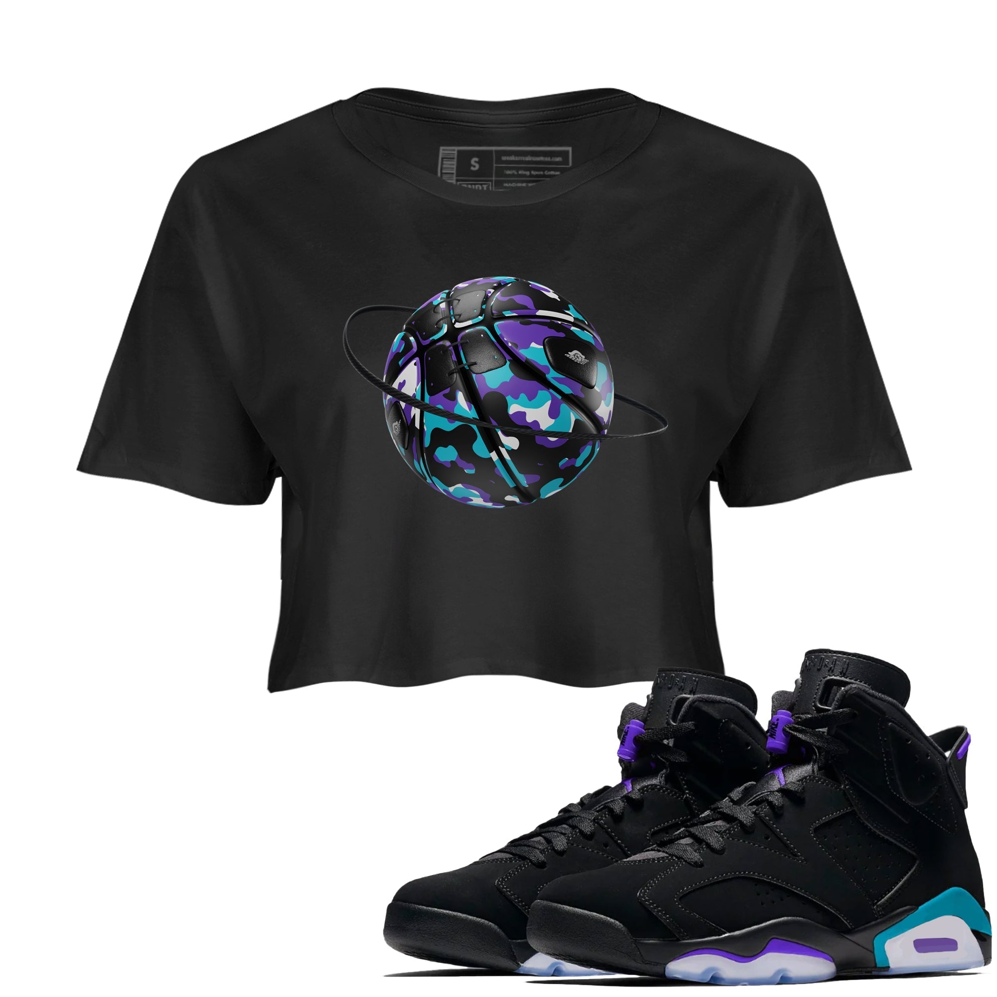 Camo Basketball Planet snkmatch Women's Top - Air Jordan 6 Aqua