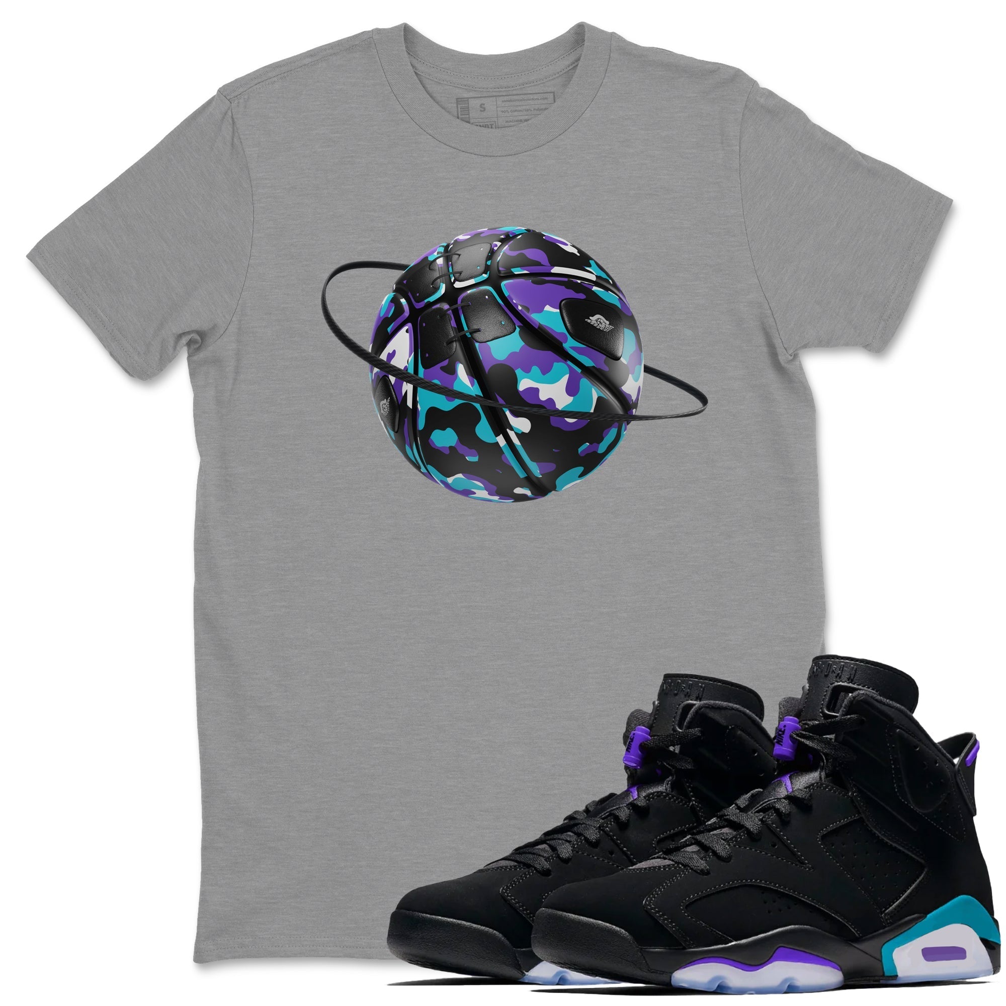 Camo Basketball Planet snkmatch Tee - Air Jordan 6 Aqua