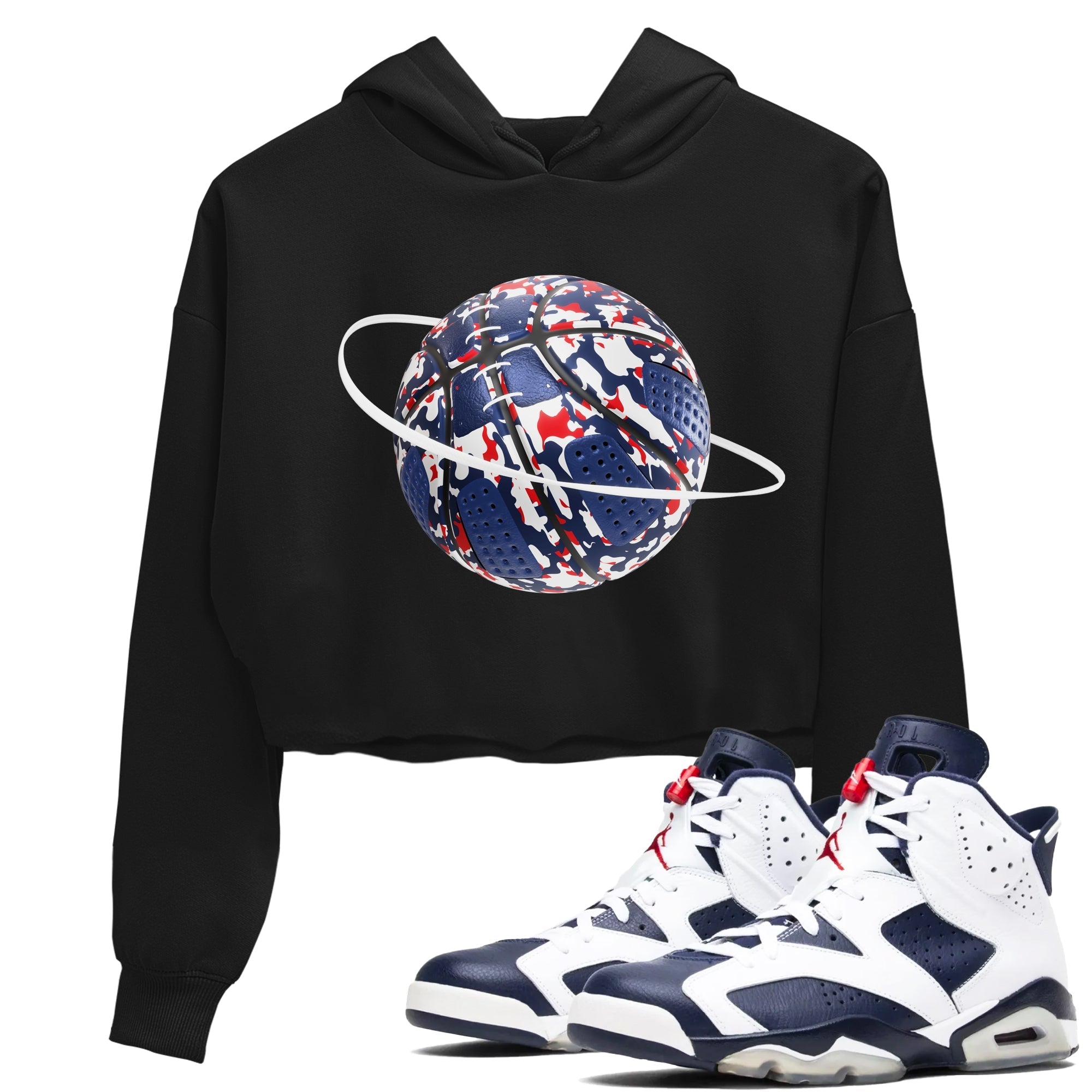 Camo Basketball Planet snkmatch Women's Top - Air Jordan 6 White And Midnight Navy