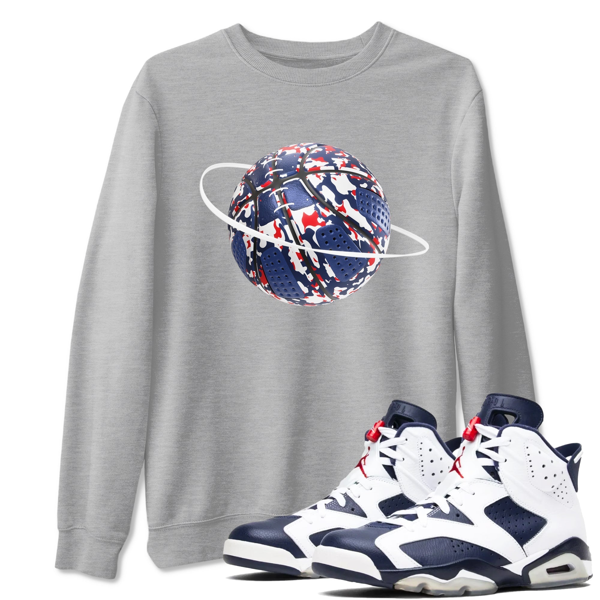 Camo Basketball Planet snkmatch Tees - Air Jordan 6 White And Midnight Navy