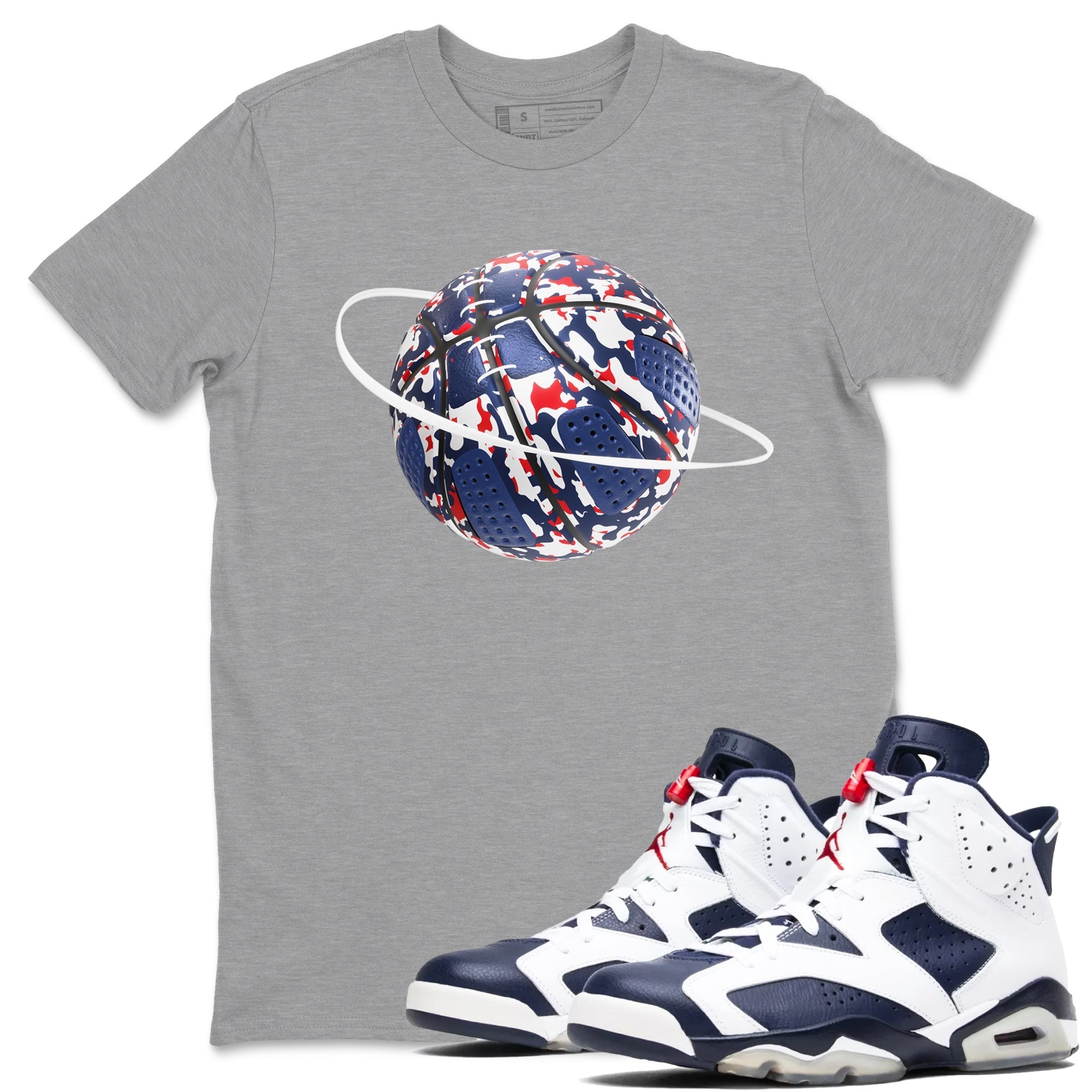 Camo Basketball Planet snkmatch Tees - Air Jordan 6 White And Midnight Navy