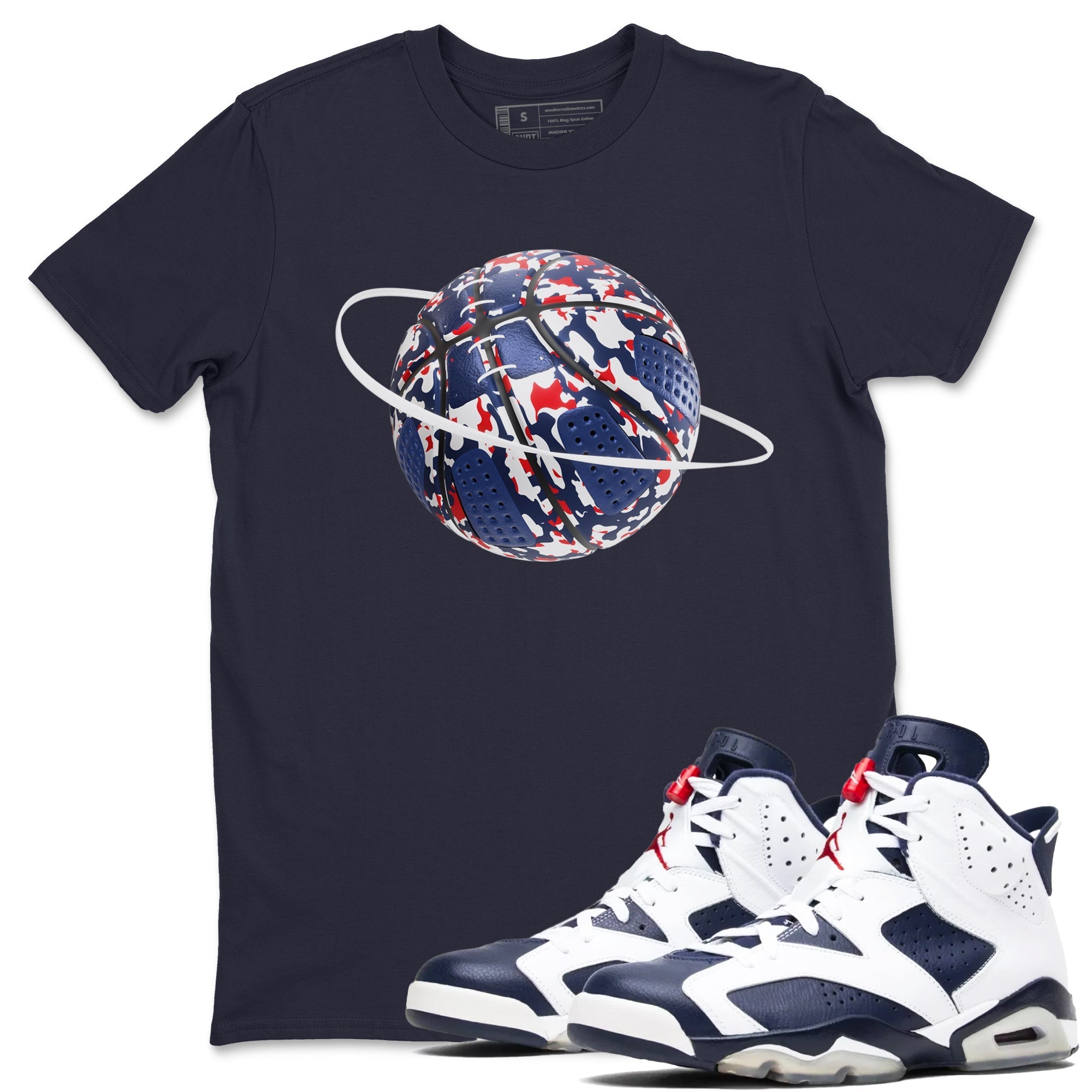 Camo Basketball Planet snkmatch Tees - Air Jordan 6 White And Midnight Navy