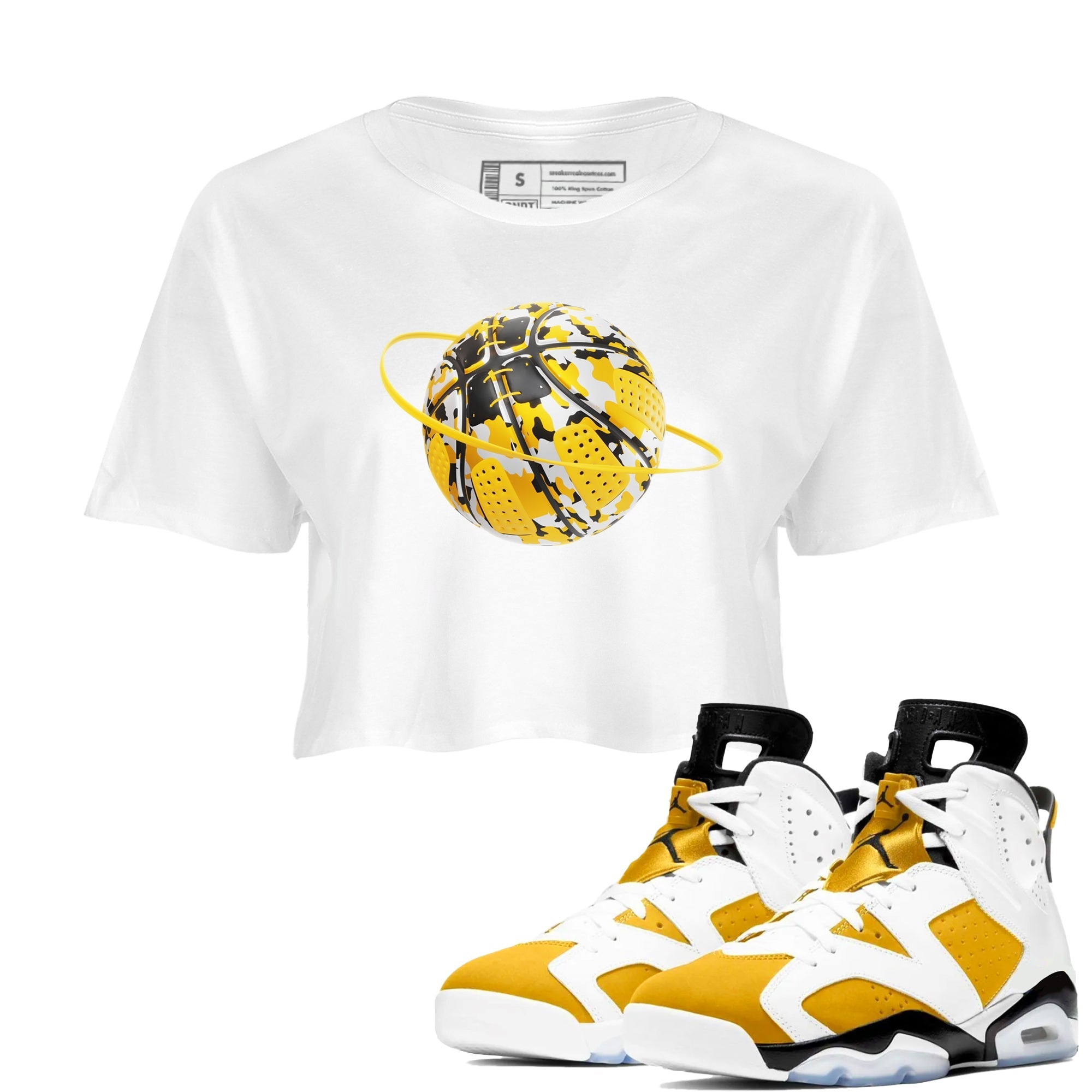Camo Basketball Planet snkmatch Women's Top - Air Jordan 6 Yellow Ochre