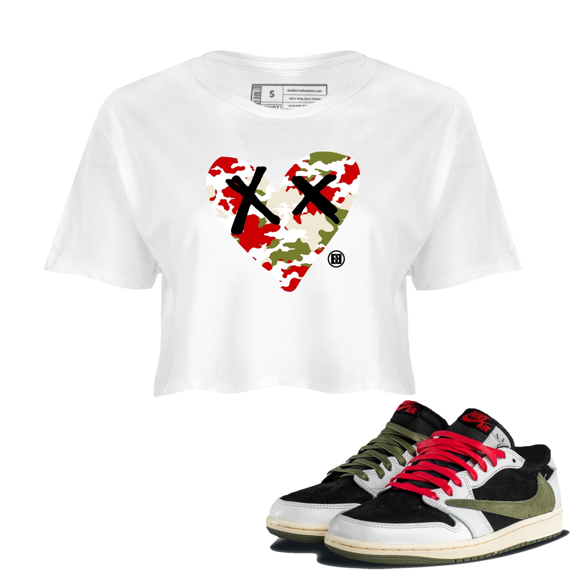 Camo Heart snkmatch Women's Top - Air Jordan 1 Travis Scott Olive