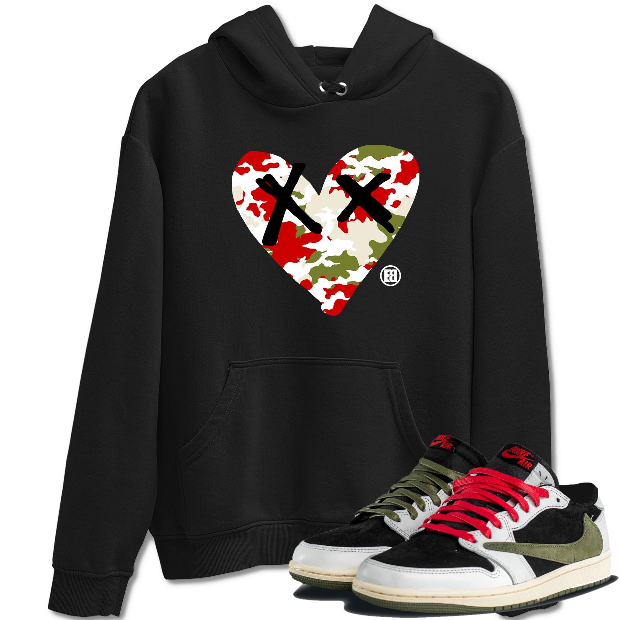 Camo Heart snkmatch Tees - Air Jordan 1 Travis Scott Olive