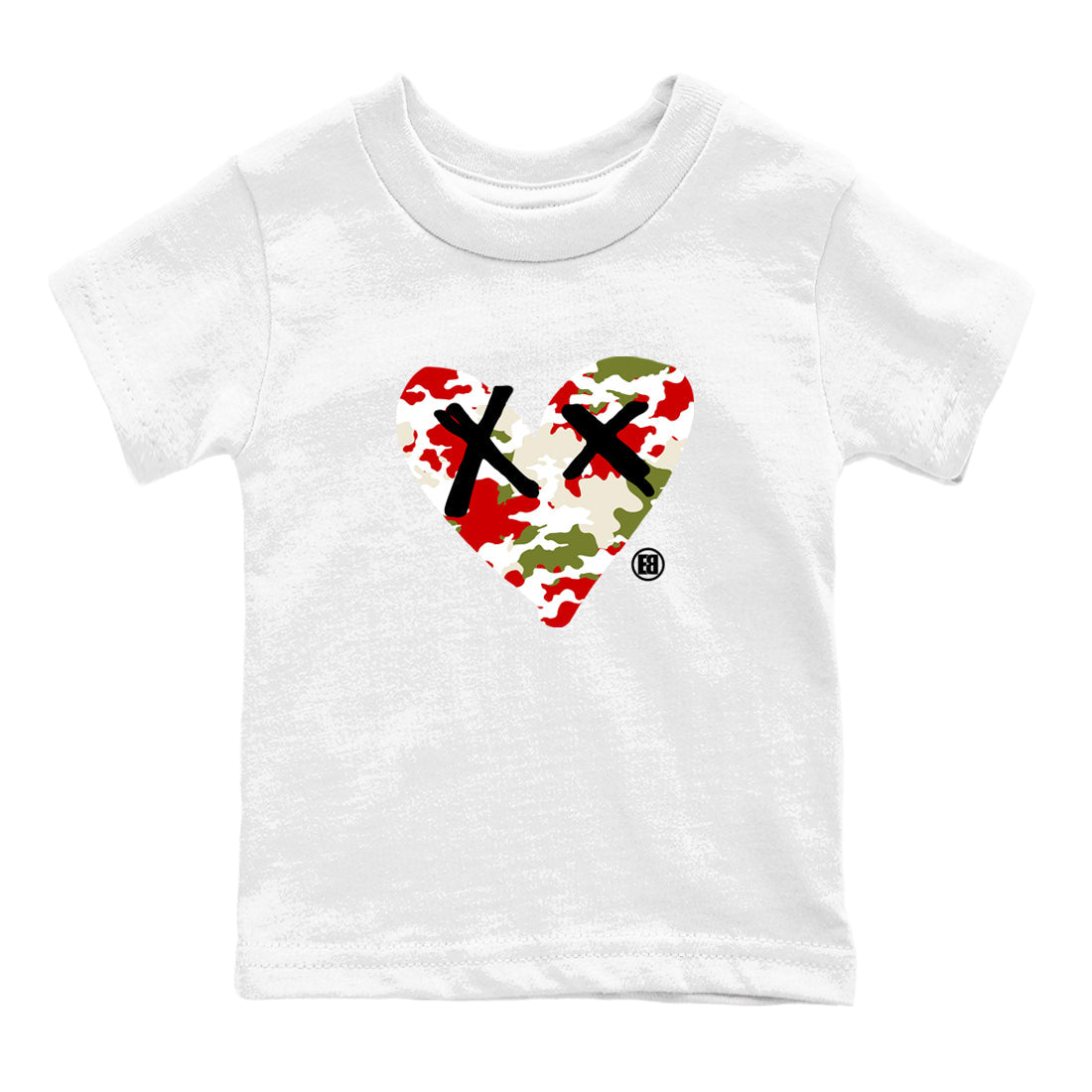 Camo Heart snkmatch Tees Kids - Air Jordan 1 Travis Scott Olive