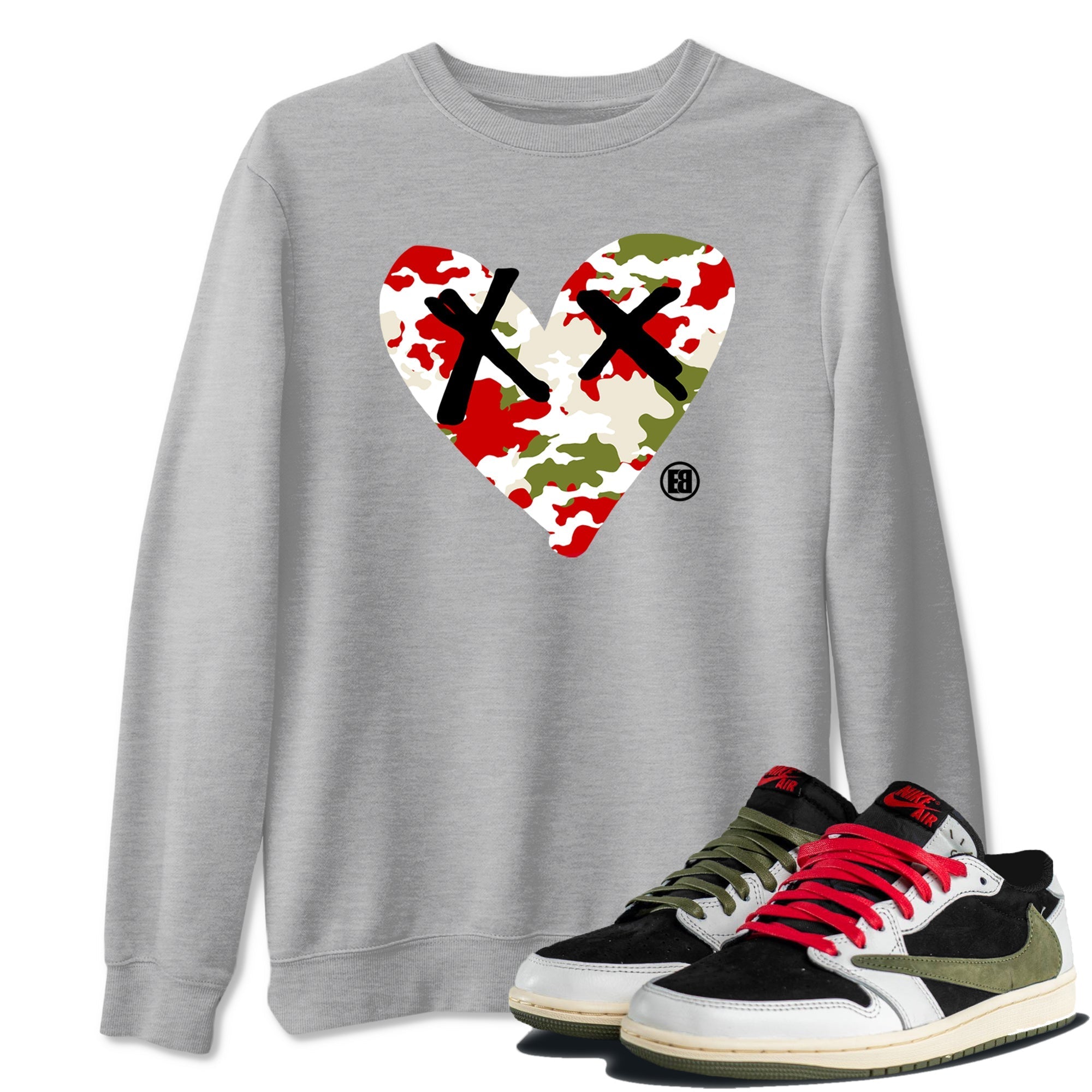Camo Heart snkmatch Tees - Air Jordan 1 Travis Scott Olive