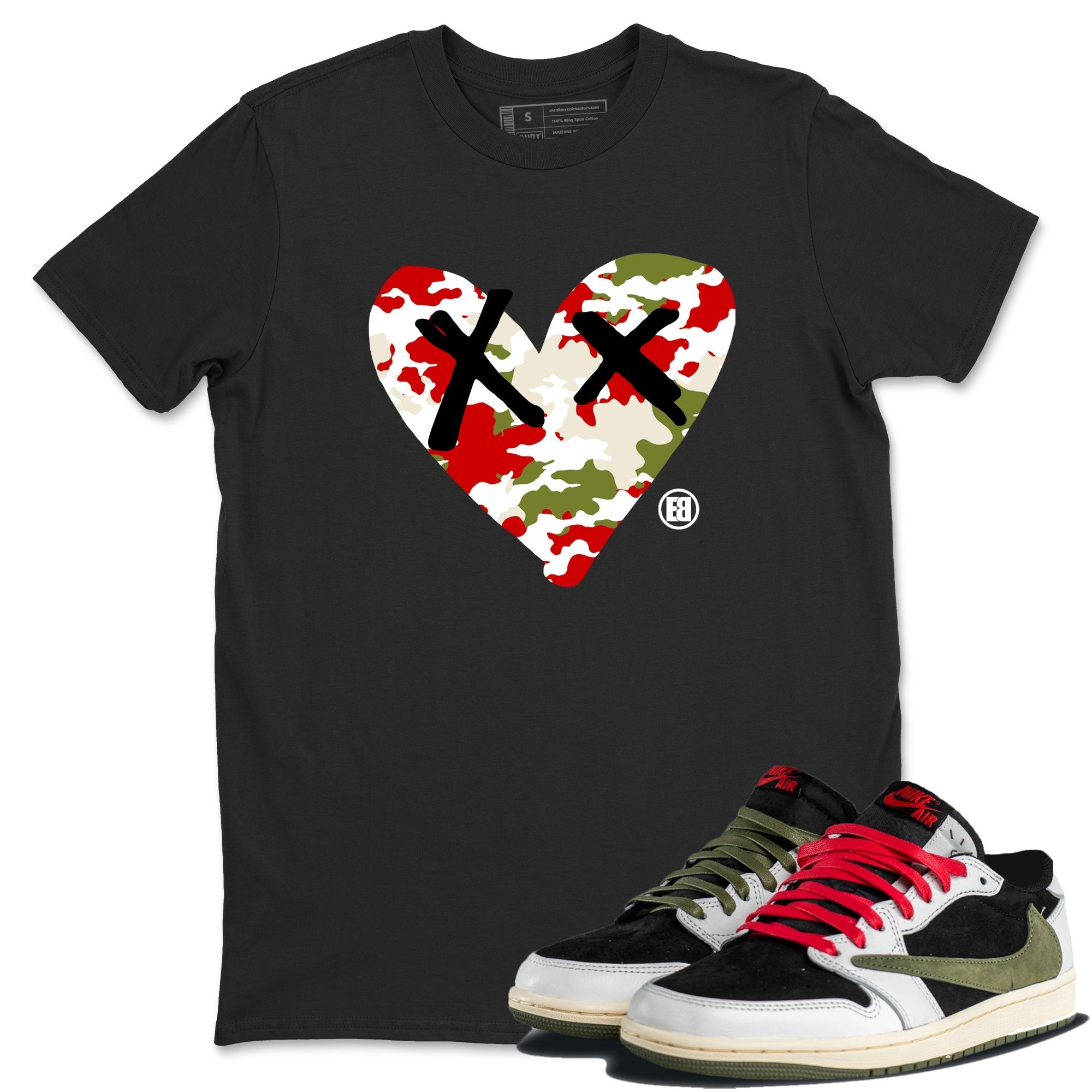 Camo Heart snkmatch Tees - Air Jordan 1 Travis Scott Olive