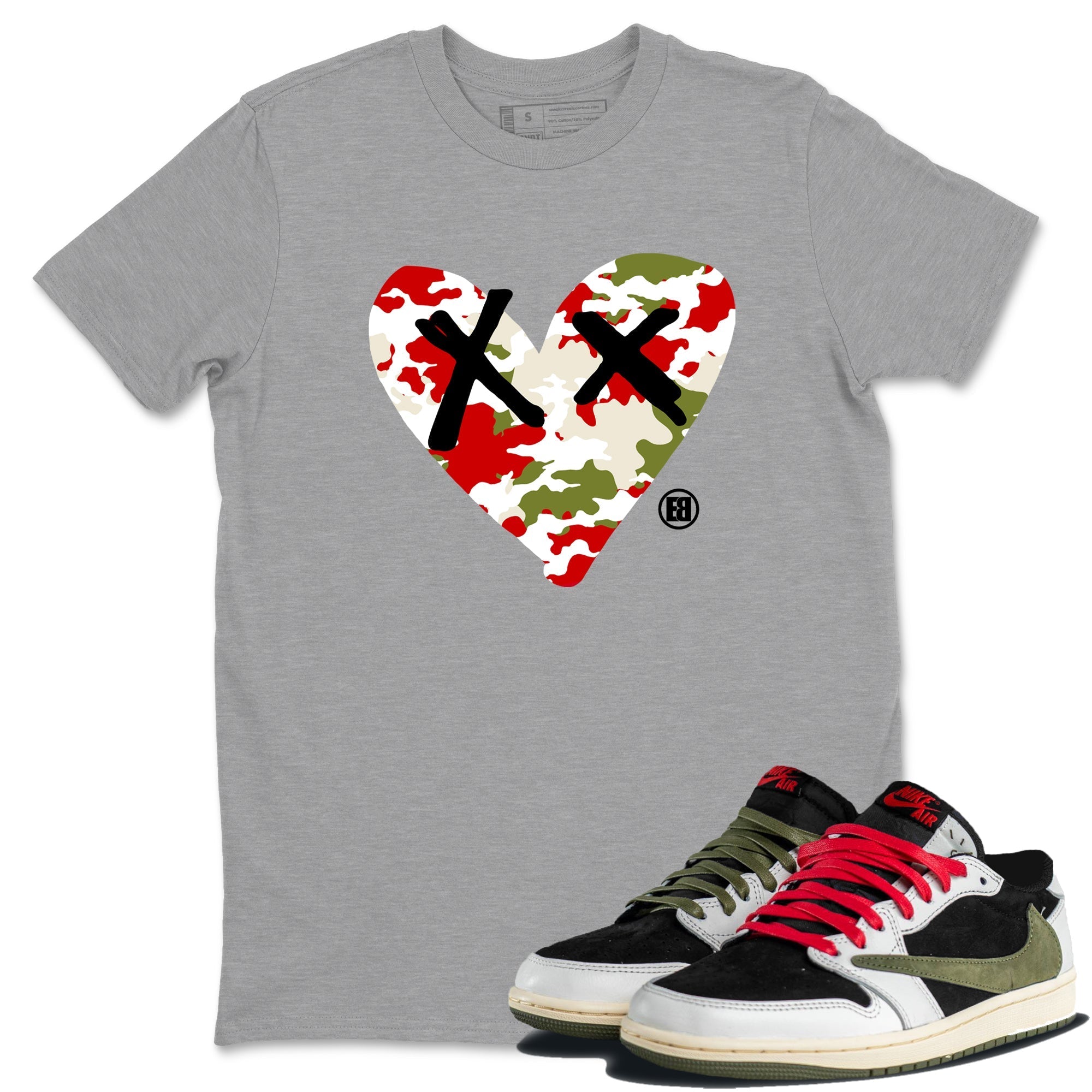 Camo Heart snkmatch Tees - Air Jordan 1 Travis Scott Olive