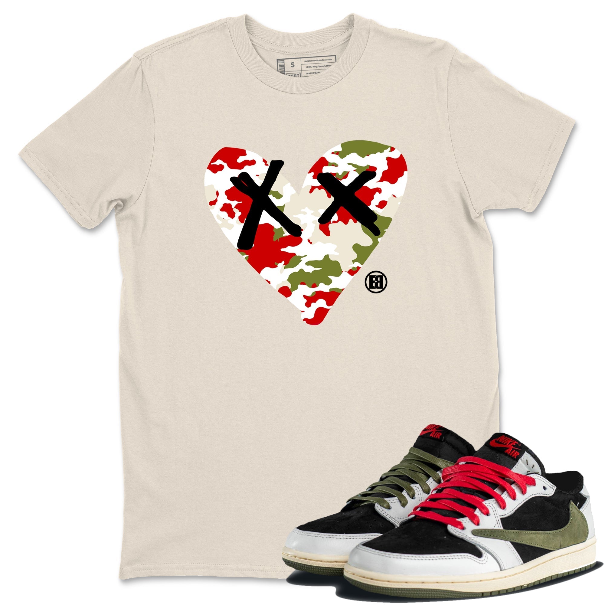 Camo Heart snkmatch Tees - Air Jordan 1 Travis Scott Olive