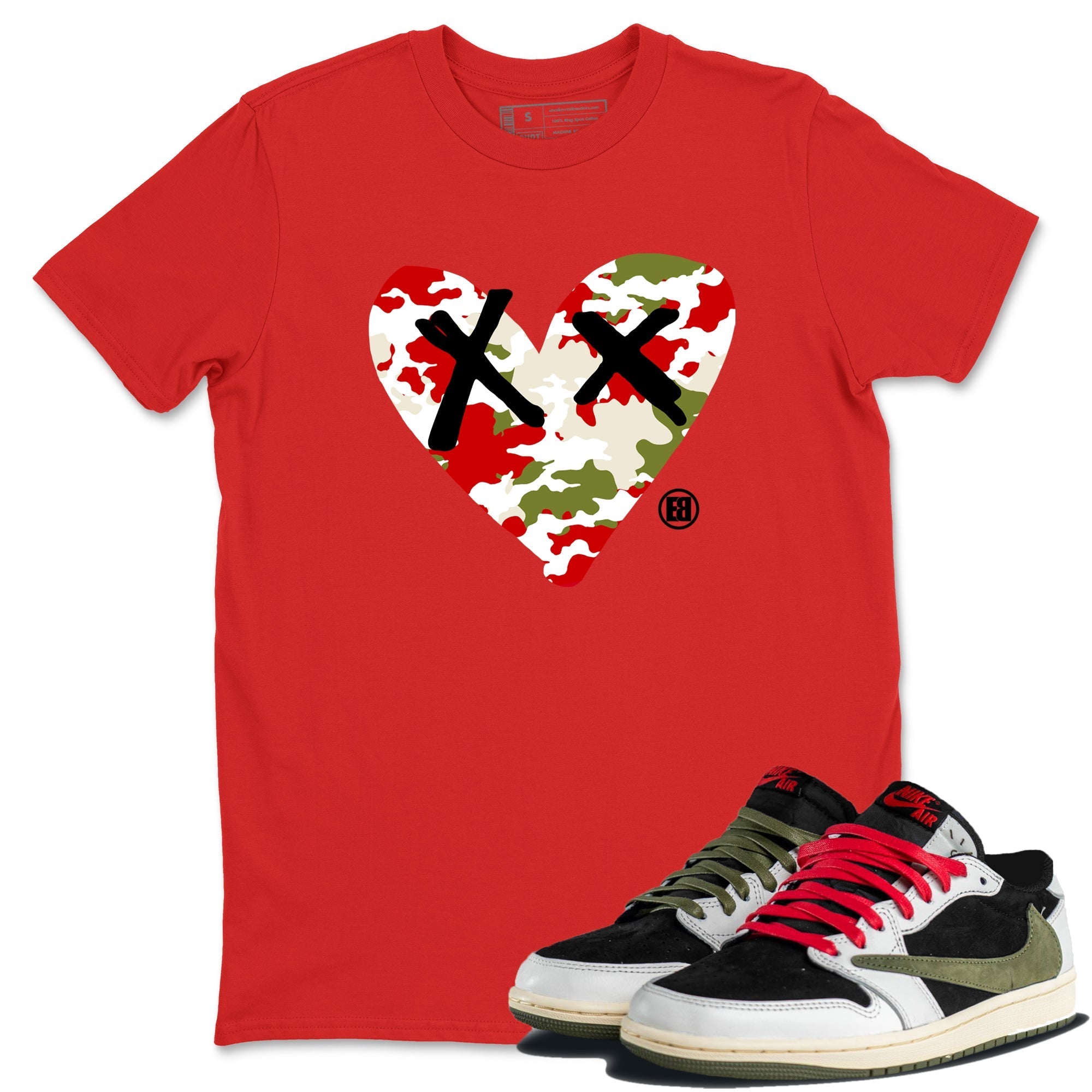 Camo Heart snkmatch Tees - Air Jordan 1 Travis Scott Olive