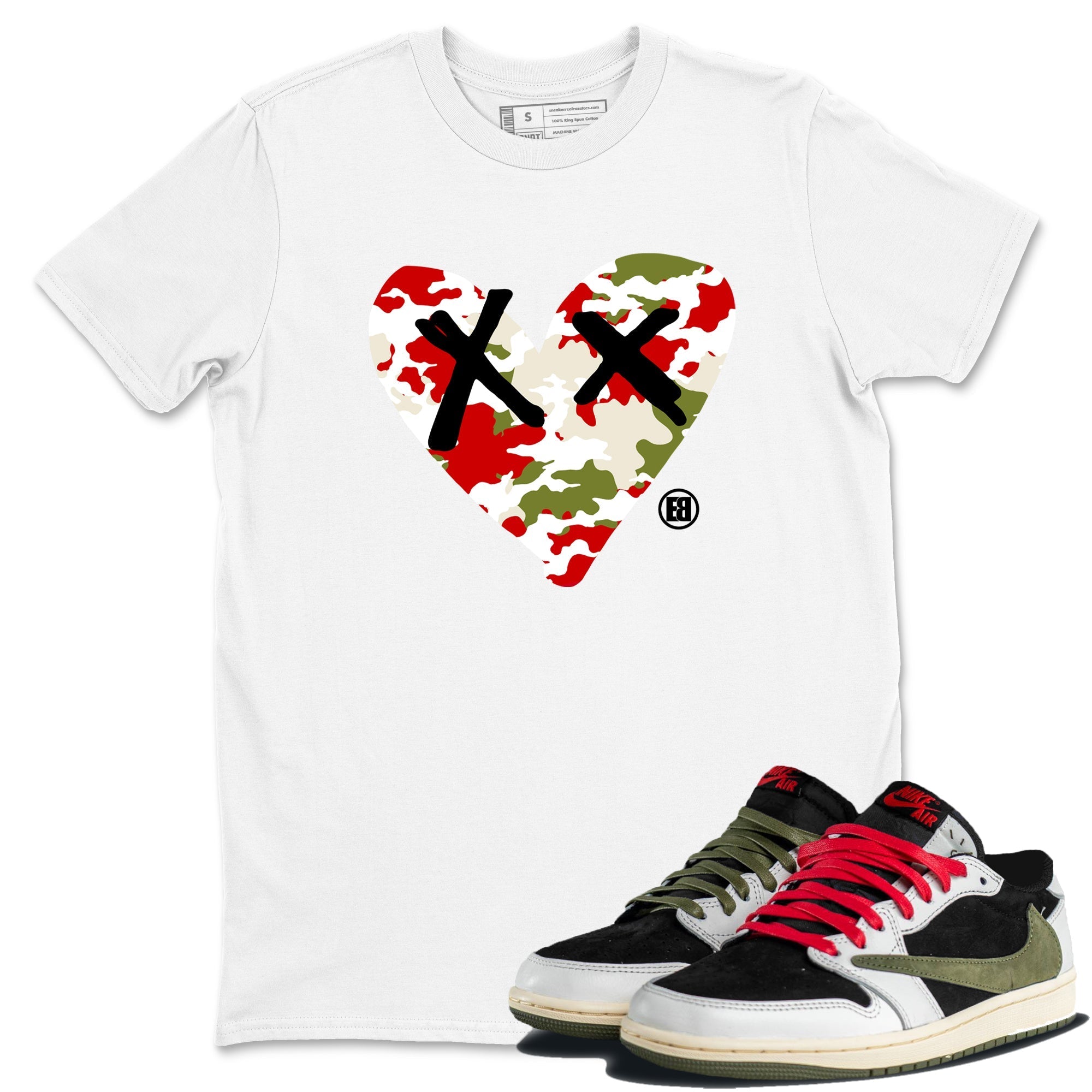 Camo Heart snkmatch Tees - Air Jordan 1 Travis Scott Olive