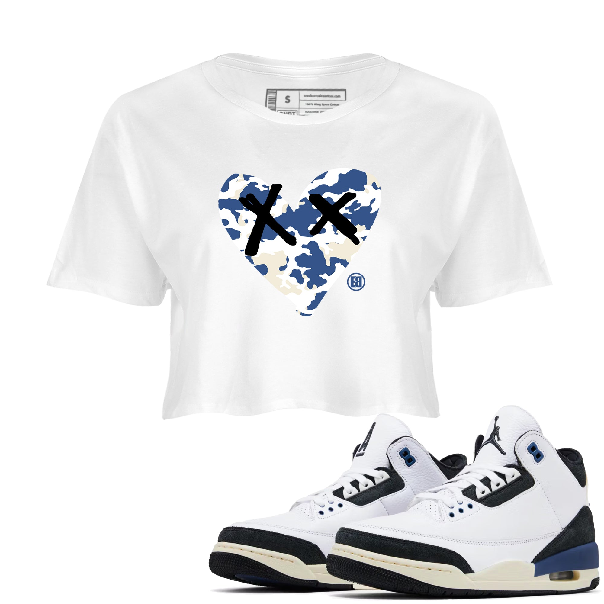 Camo Heart snkmatch Women's Top - Air Jordan 3 A Ma Maniere x Diffused Blue