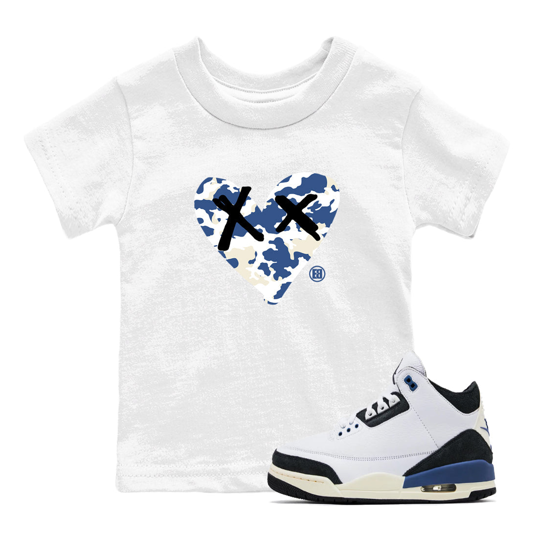 Camo Heart snkmatch Tees Kids - Air Jordan 3 A Ma Maniere x Diffused Blue