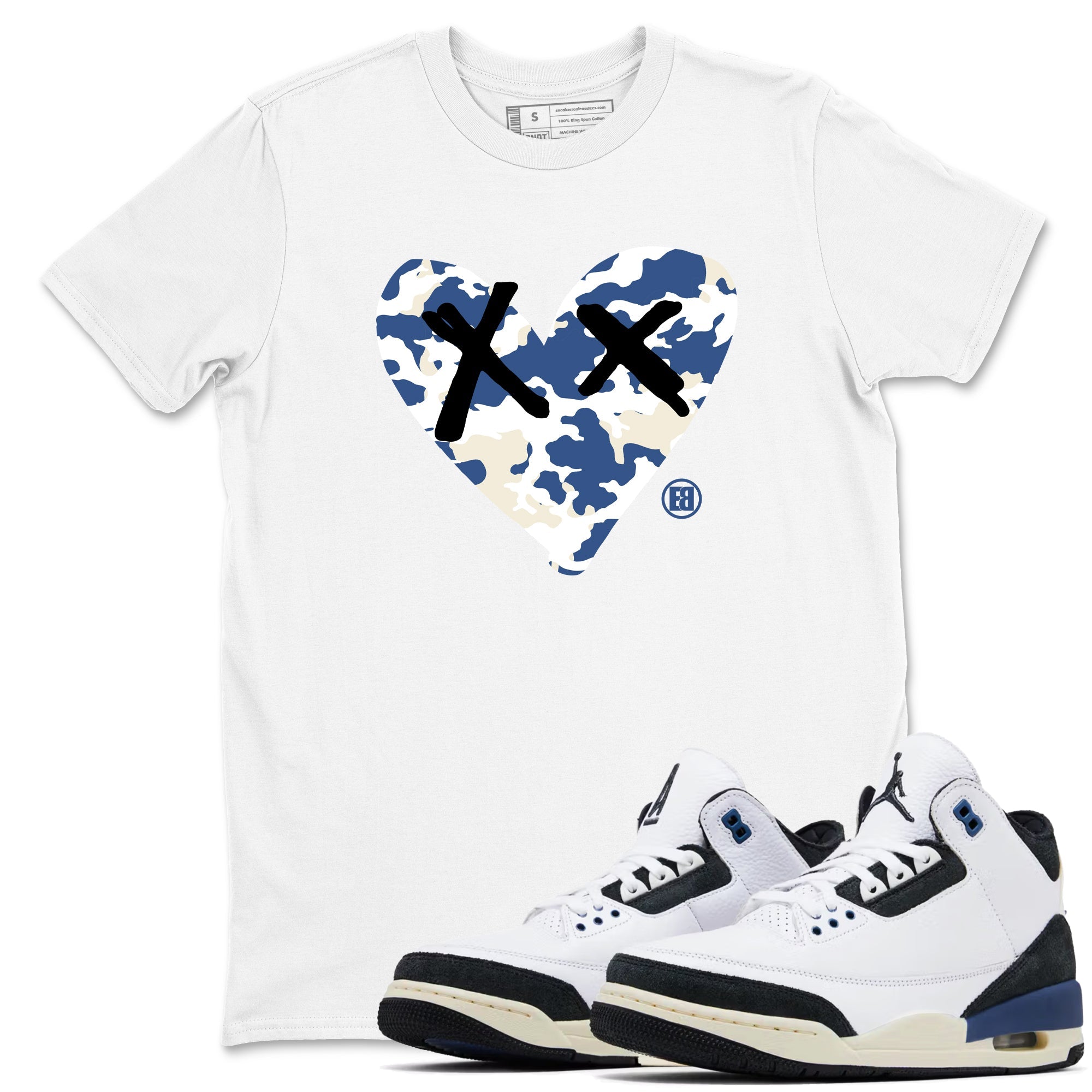 Camo Heart snkmatch Tees - Air Jordan 3 A Ma Maniere x Diffused Blue