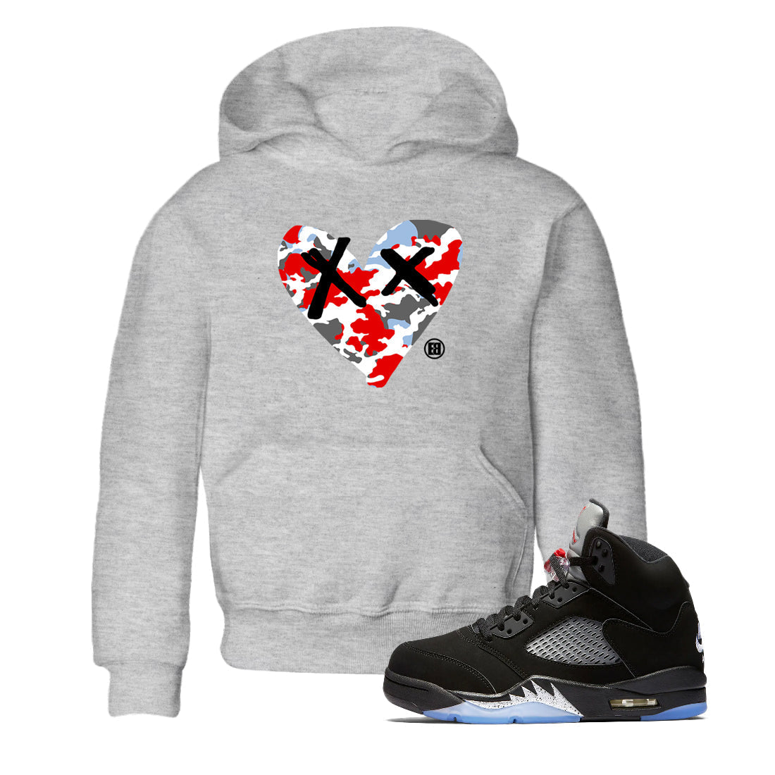 Camo Heart snkmatch Tees Kids - Air Jordan 5 Reimagined