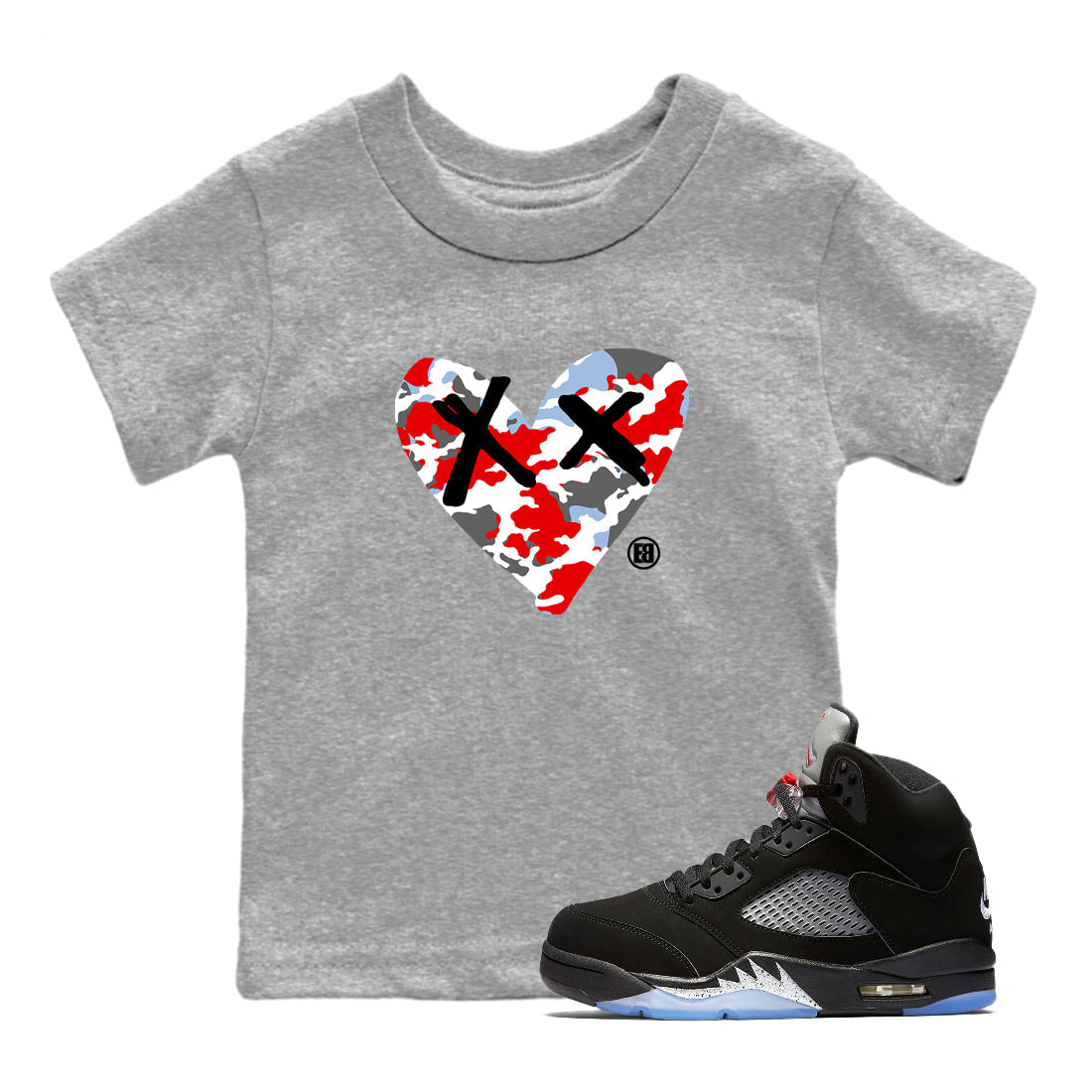 Camo Heart snkmatch Tees Kids - Air Jordan 5 Reimagined