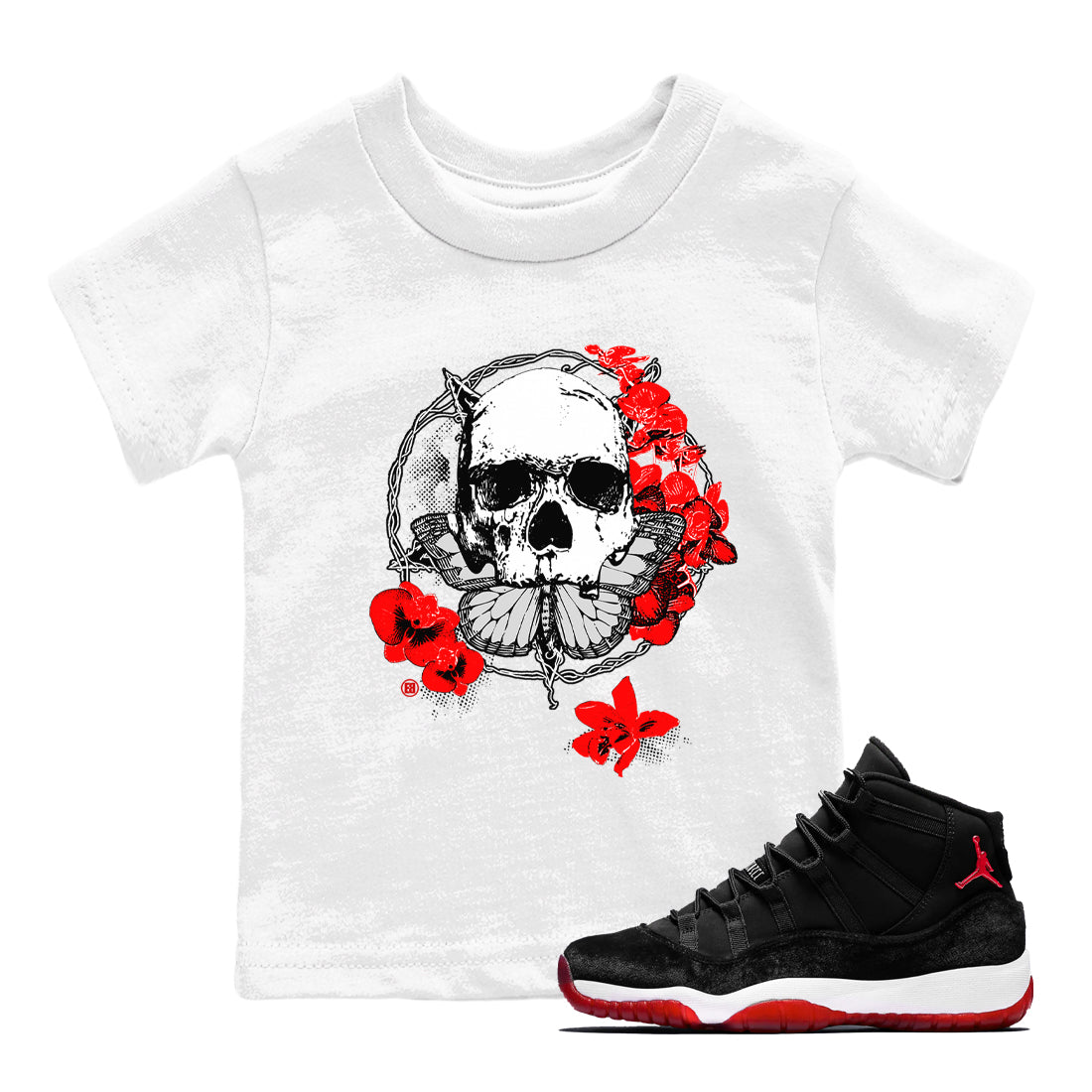 Carpe Diem Skull snkmatch Tees Kids - Air Jordan 11 Bred Velvet