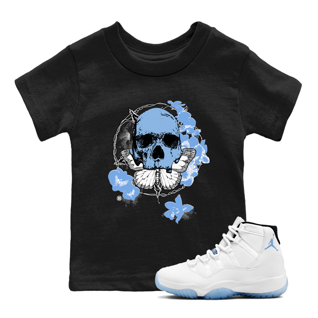 Carpe Diem Skull snkmatch Tees Kids - Air Jordan 11 Legend Blue