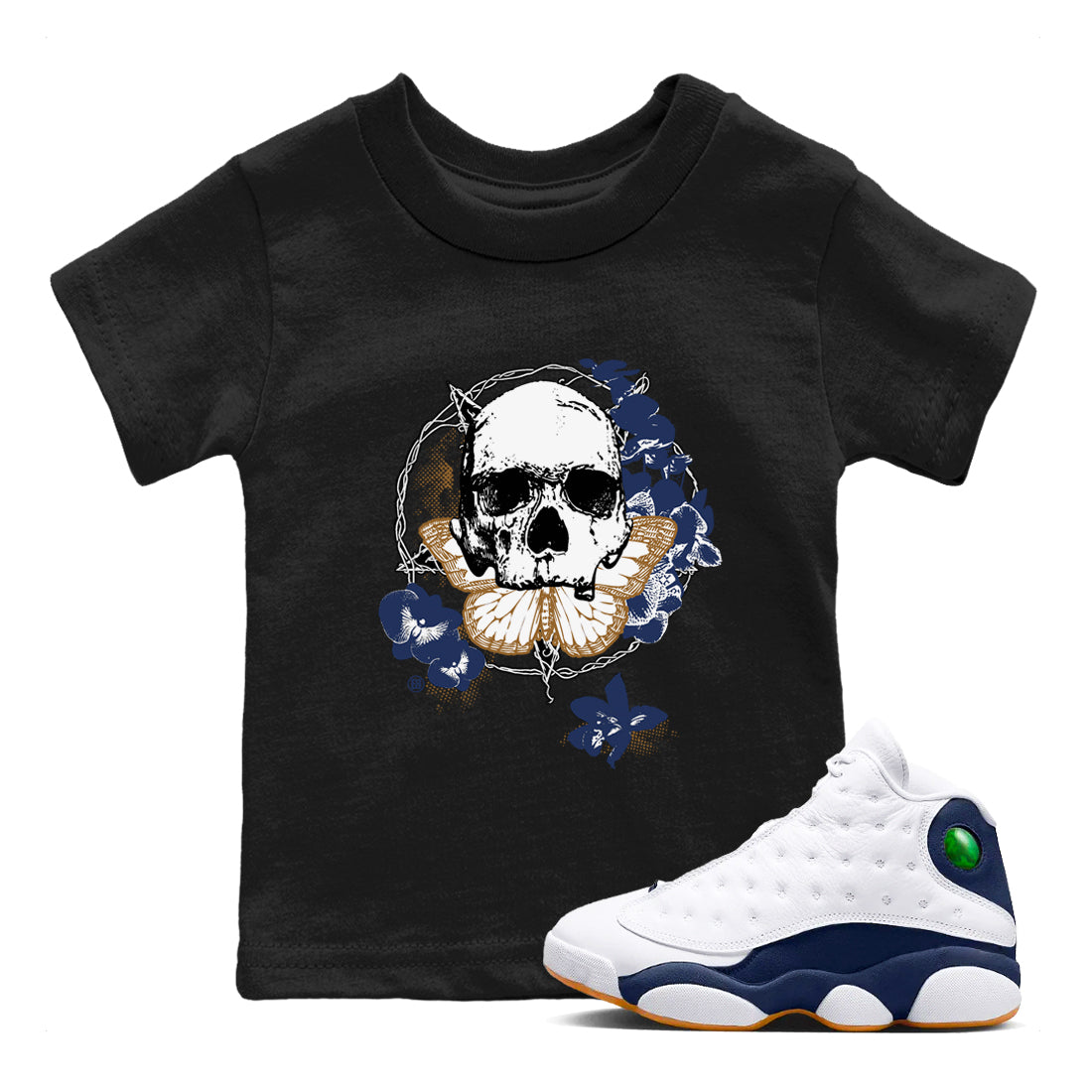 Carpe Diem Skull snkmatch Tees Kids - Air Jordan 13 Midnight Navy
