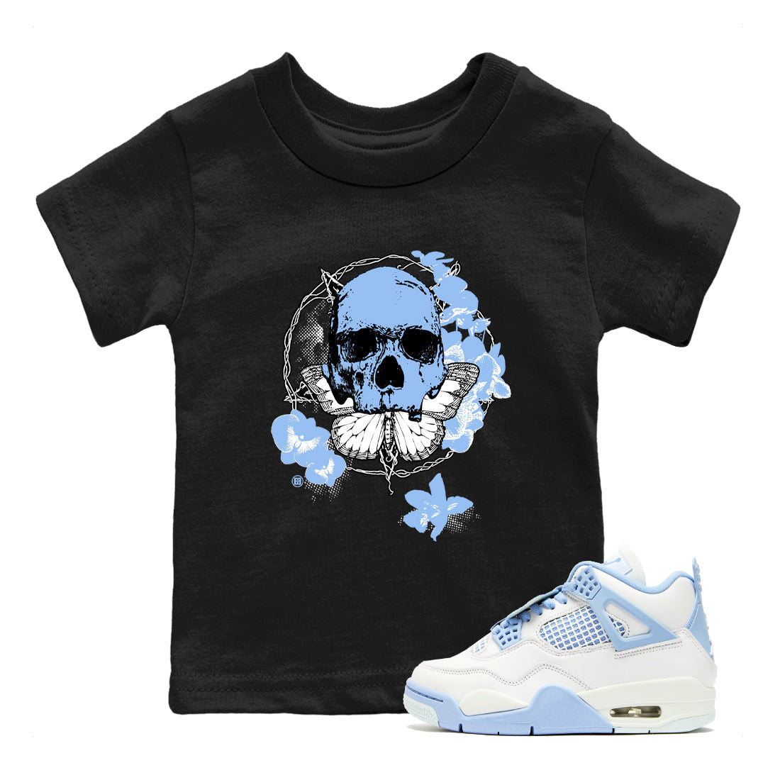 Carpe Diem Skull snkmatch Tees Kids - Air Jordan 4 Forget Me Not