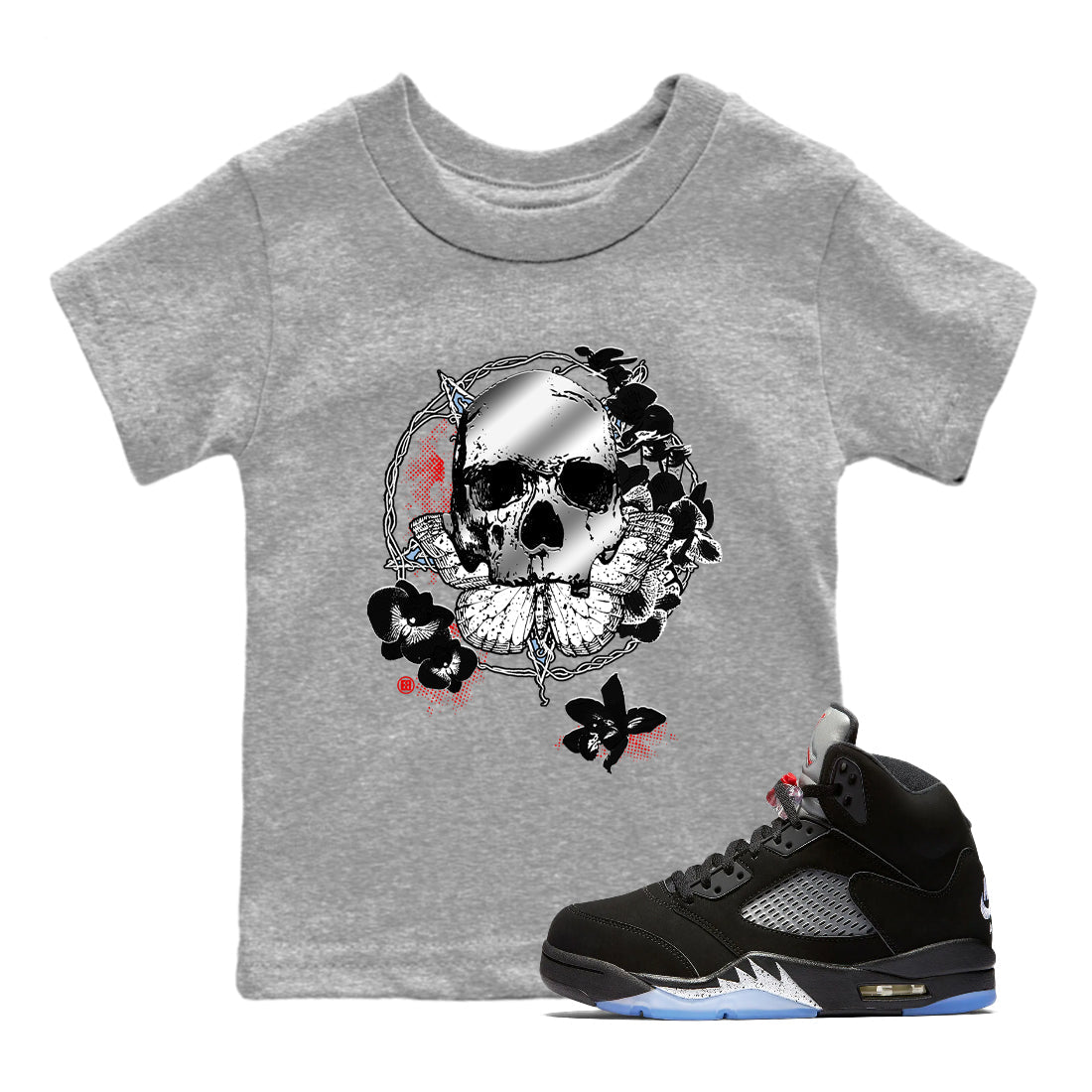 Carpe Diem Skull snkmatch Tees Kids - Air Jordan 5 Reimagined