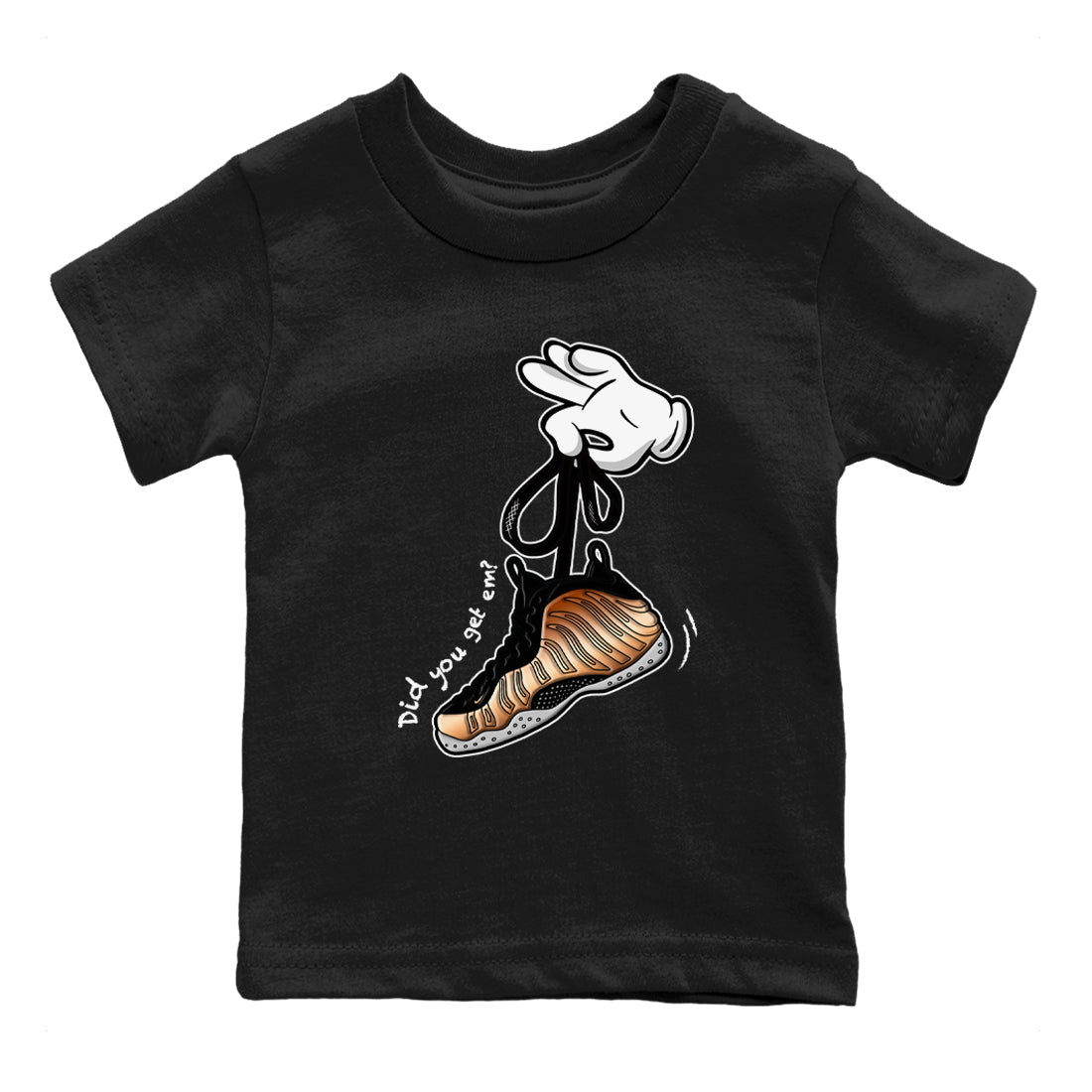 Cartoon Hands snkmatch Tees Kids - Air Foamposite One Metallic Copper