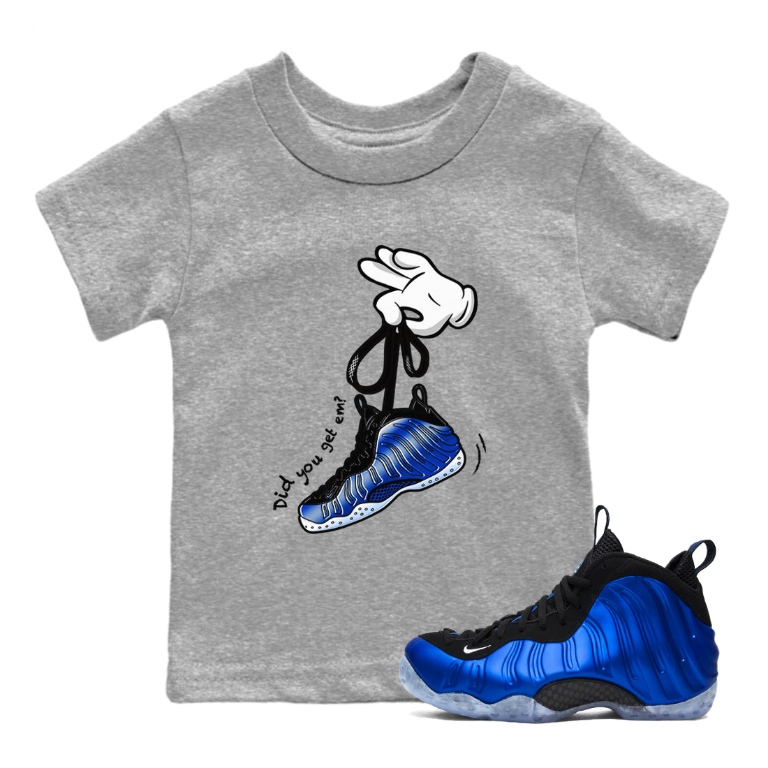 Cartoon Hands snkmatch Tees Kids - Air Foamposite One Royal