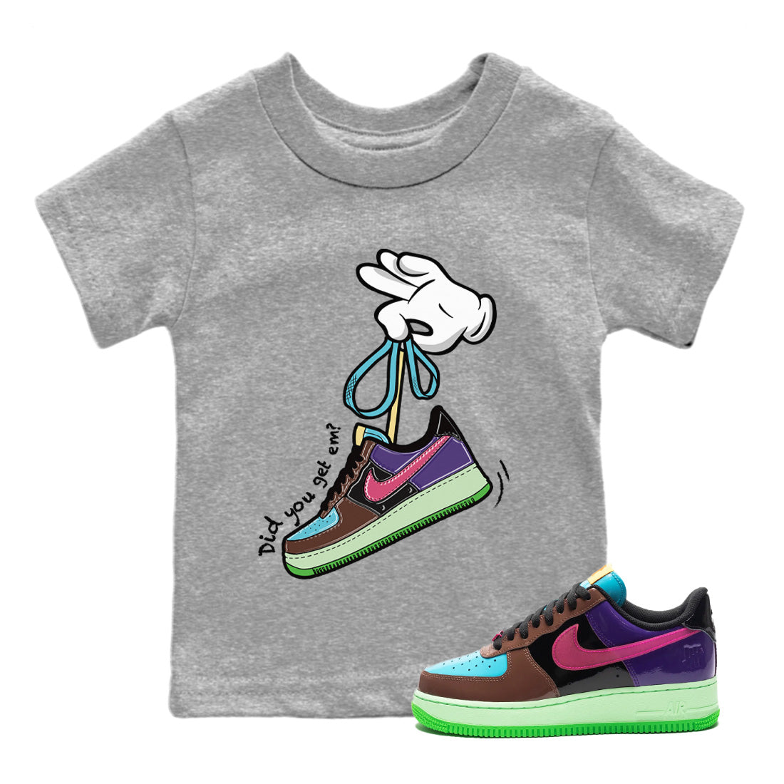 Cartoon Hands Kids Tops - Air Force 1 Undefeated Fauna Brown