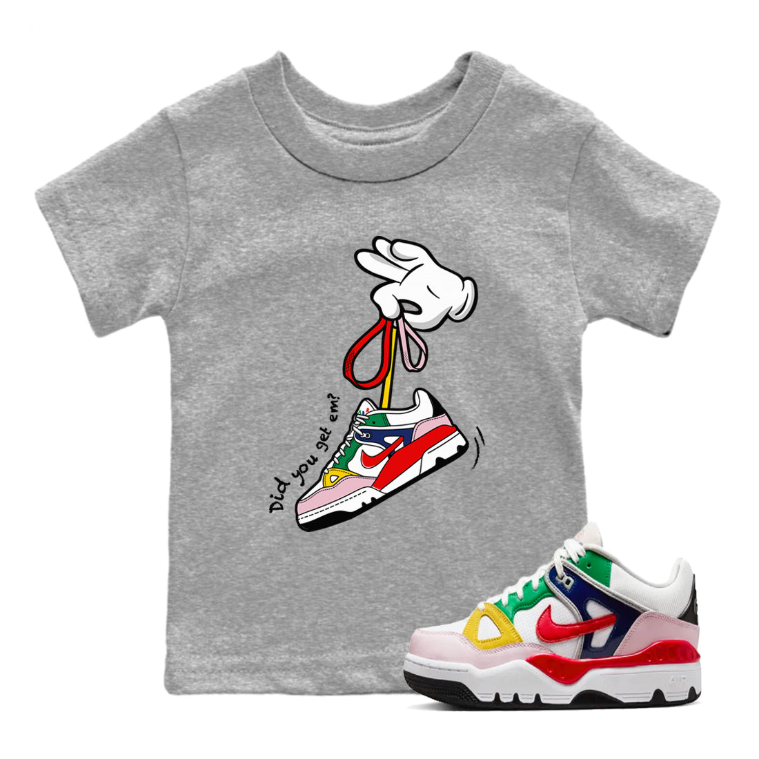 Cartoon Hands snkmatch Tees Kids - Air Force 3 Blue Void and Tour Yellow