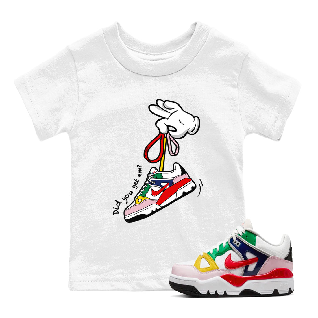 Cartoon Hands snkmatch Tees Kids - Air Force 3 Blue Void and Tour Yellow