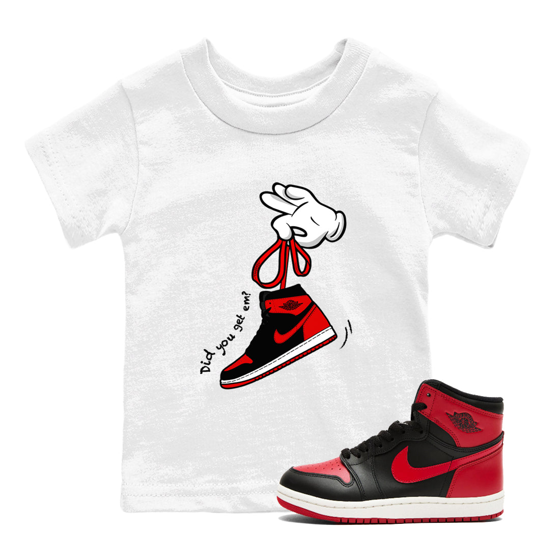 Cartoon Hands snkmatch Tees Kids - Air Jordan 1 '85 Bred