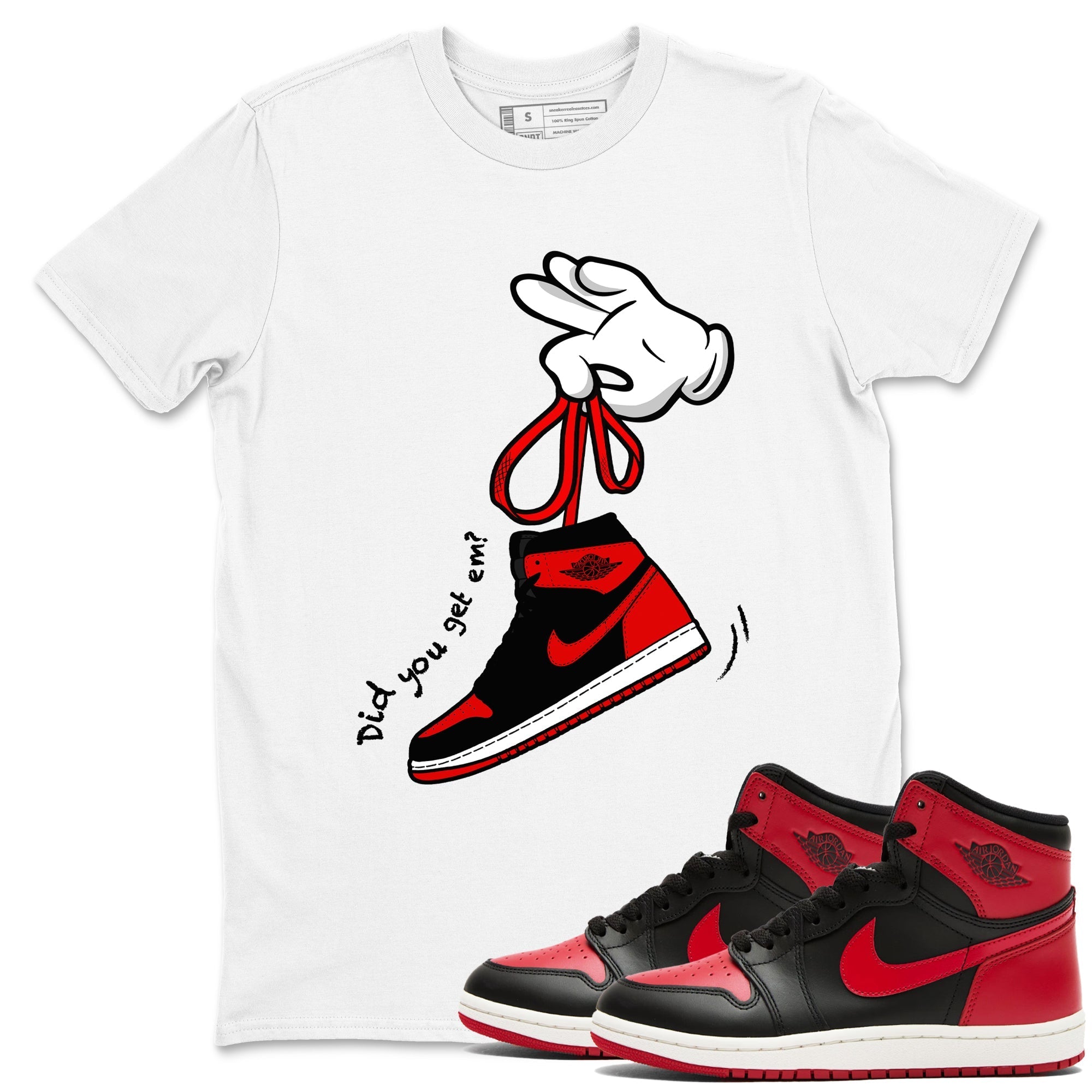 Cartoon Hands snkmatch Tees - Air Jordan 1 '85 Bred
