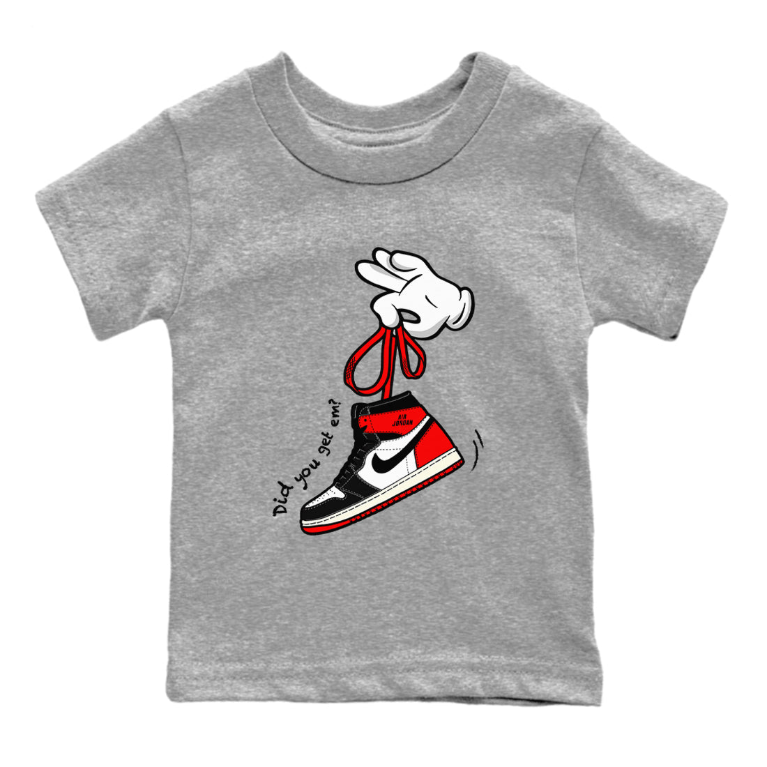 Cartoon Hands snkmatch Tees Kids - Air Jordan 1 Black Toe Reimagined
