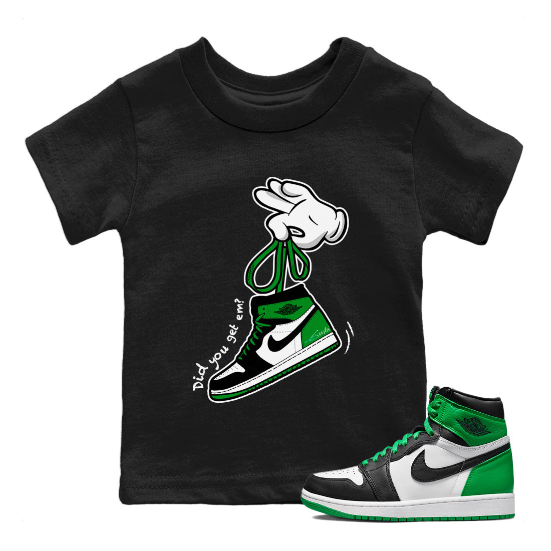 Cartoon Hands Kids Tops - Air Jordan 1 Celtics