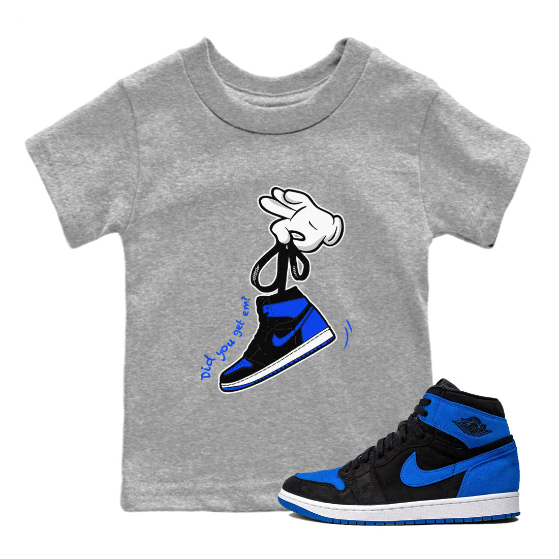 Cartoon Hands snkmatch Tee Kids - Air Jordan 1 Royal Reimagined