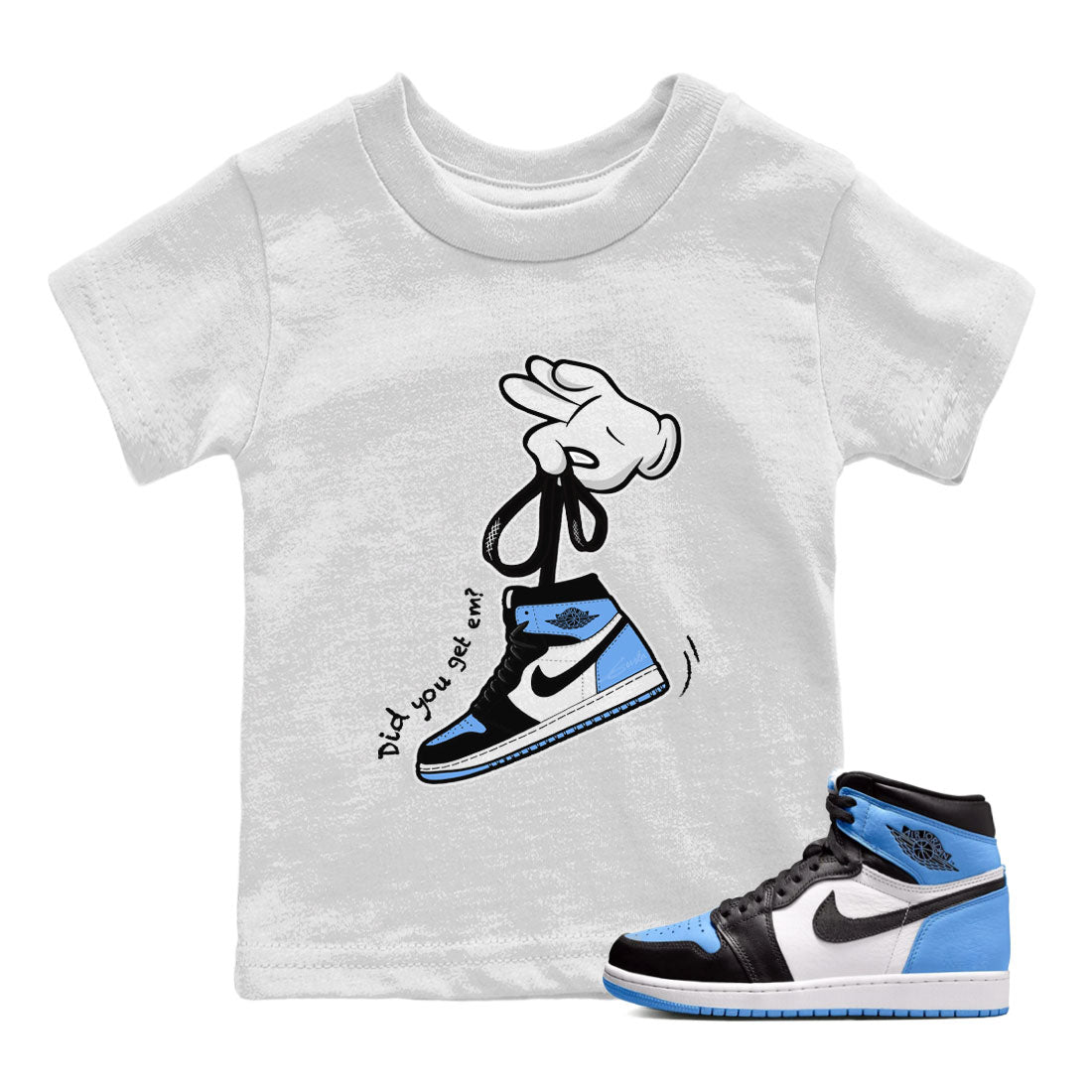 Cartoon Hands snkmatch Tee Kids - Air Jordan 1 UNC Toe