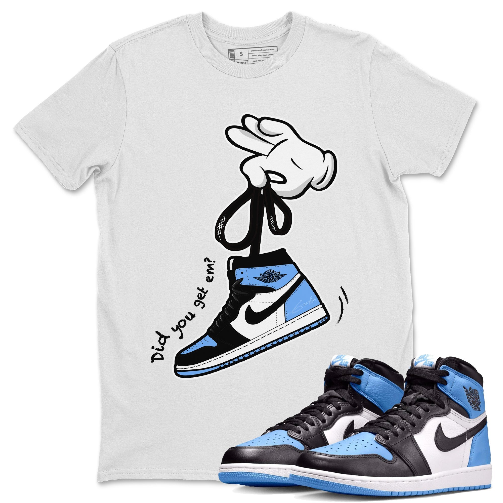 Cartoon Hands snkmatch Tee - Air Jordan 1 UNC Toe