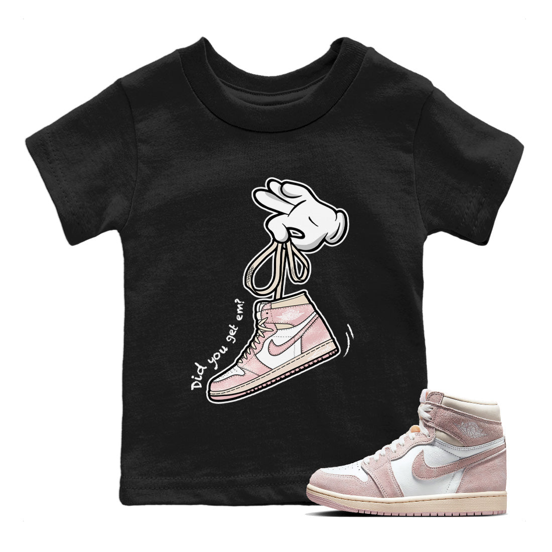 Cartoon Hands Kids Tops - Air Jordan 1 Washed Pink