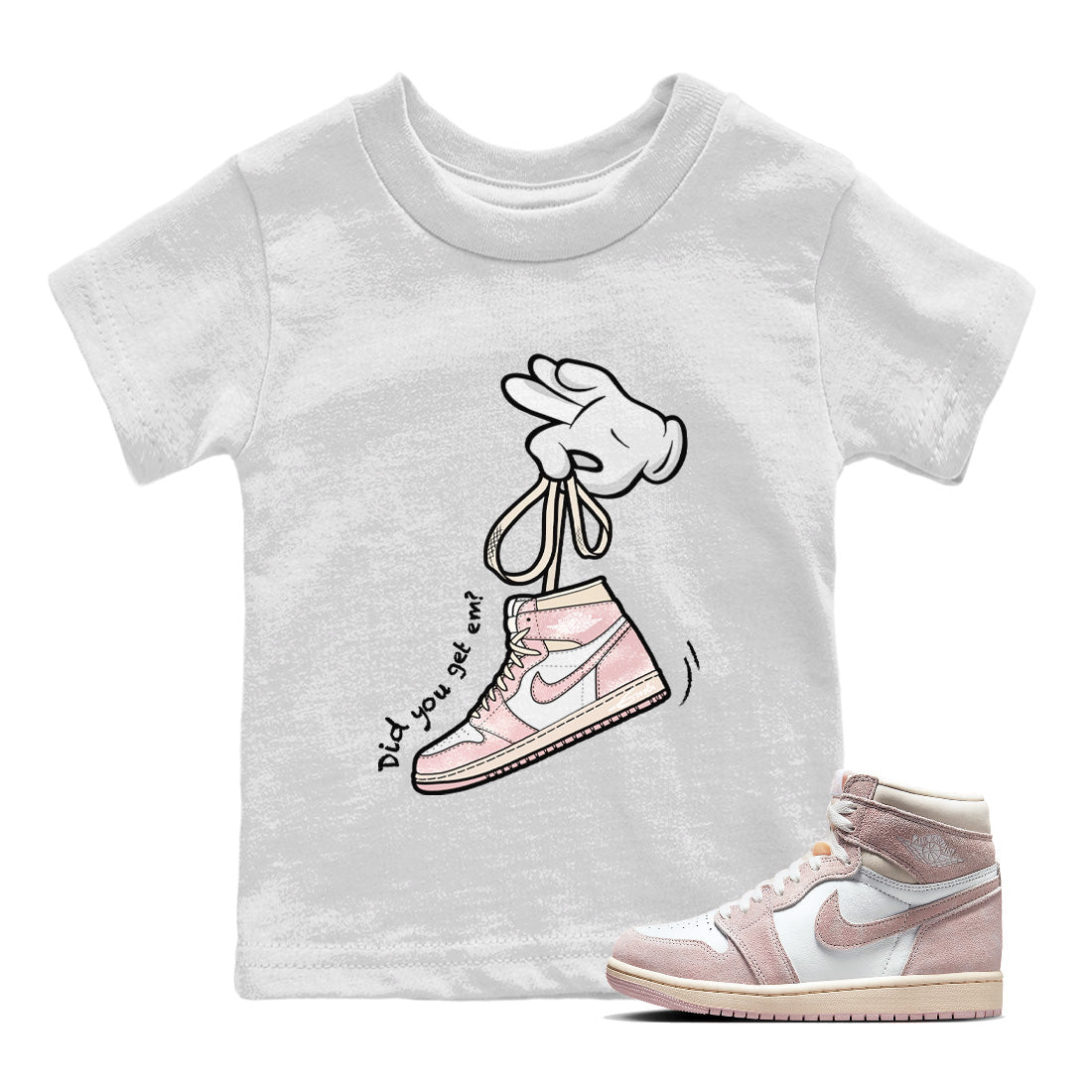 Cartoon Hands Kids Tops - Air Jordan 1 Washed Pink