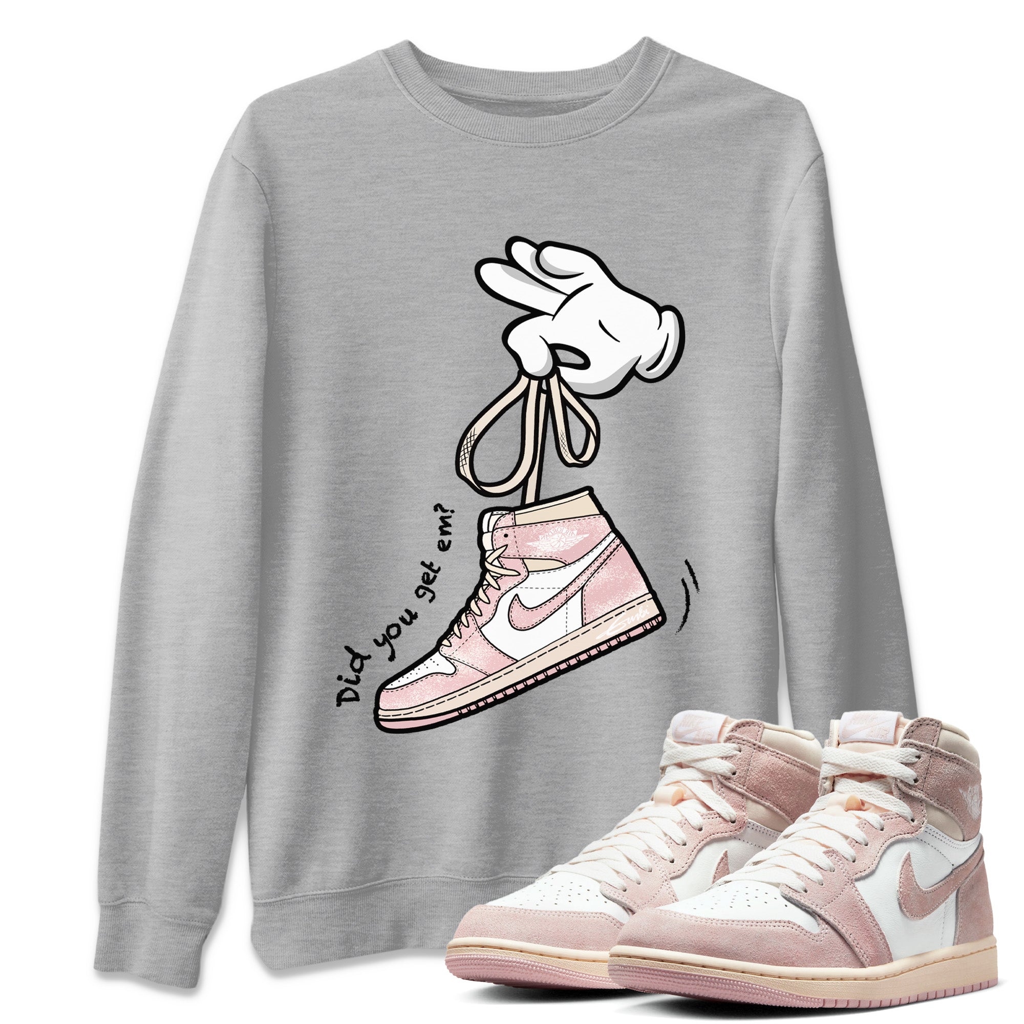 Cartoon Hands Unisex Tops - Air Jordan 1 Washed Pink