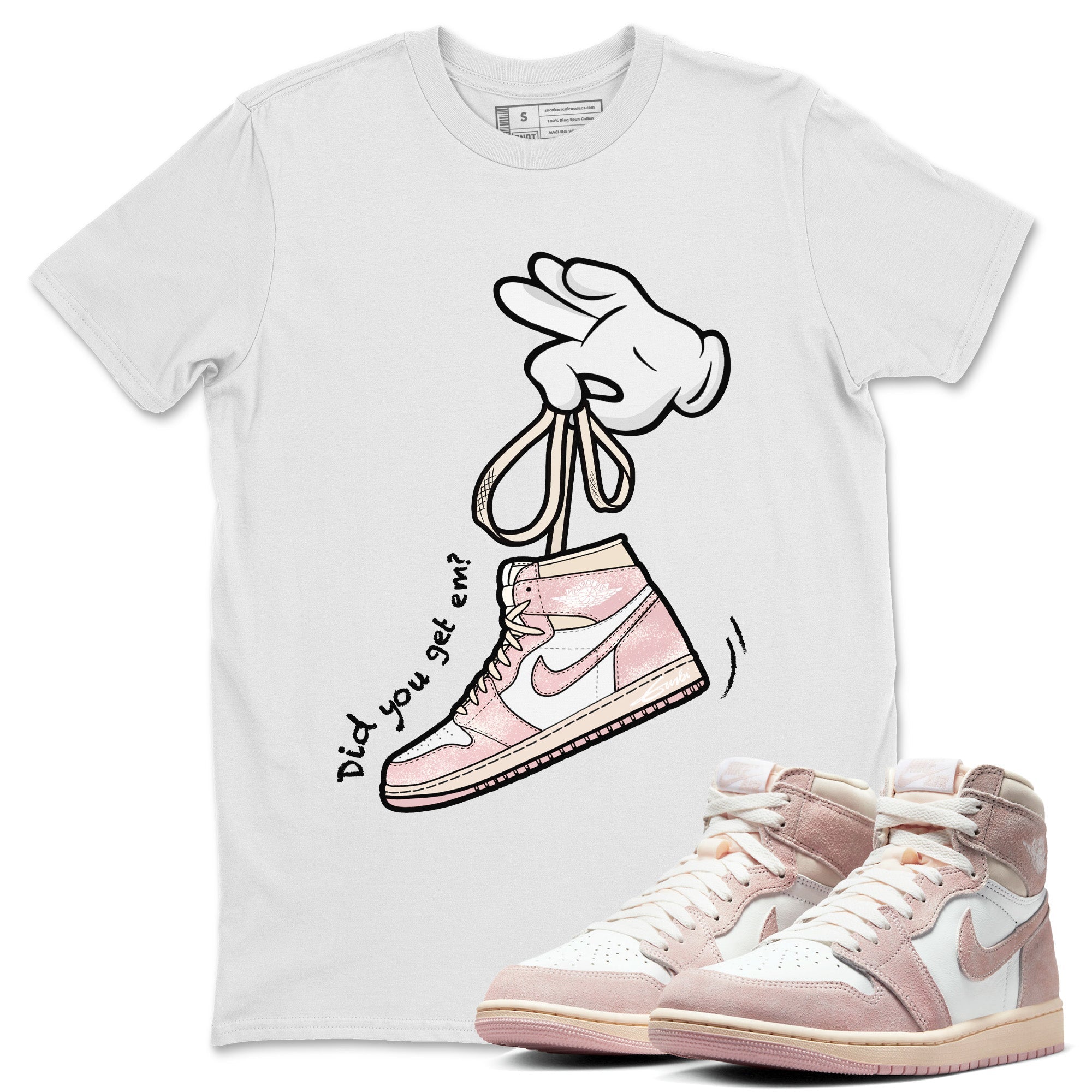 Cartoon Hands Unisex Tops - Air Jordan 1 Washed Pink